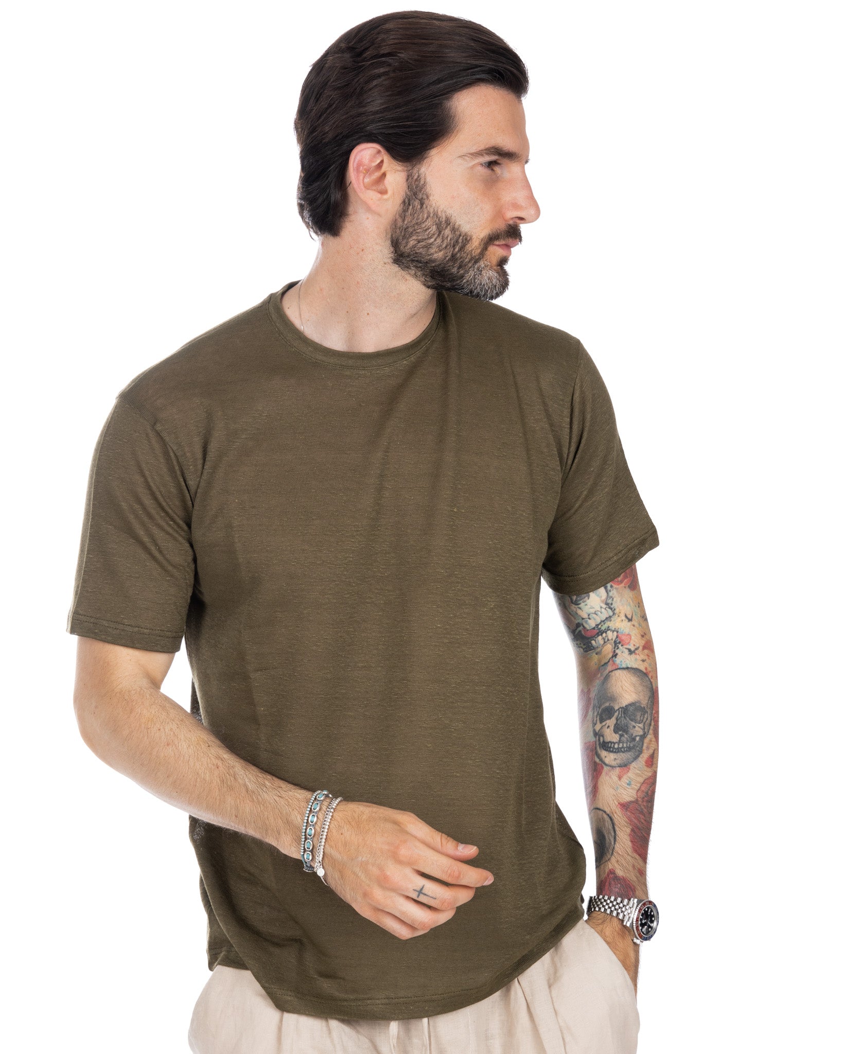 Hubert - military linen knit t-shirt