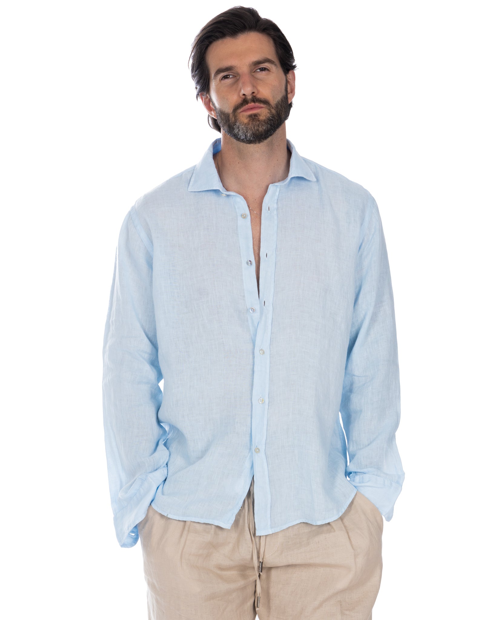Montecarlo - sky pure linen shirt