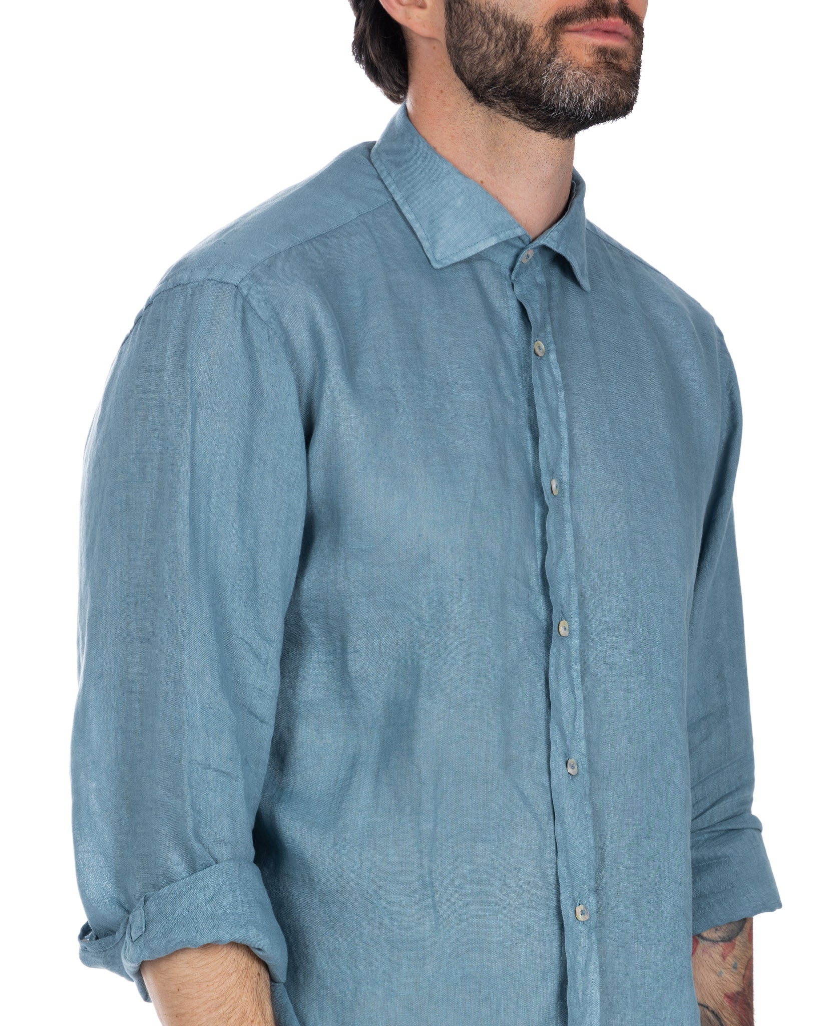 Montecarlo - pure teal linen shirt