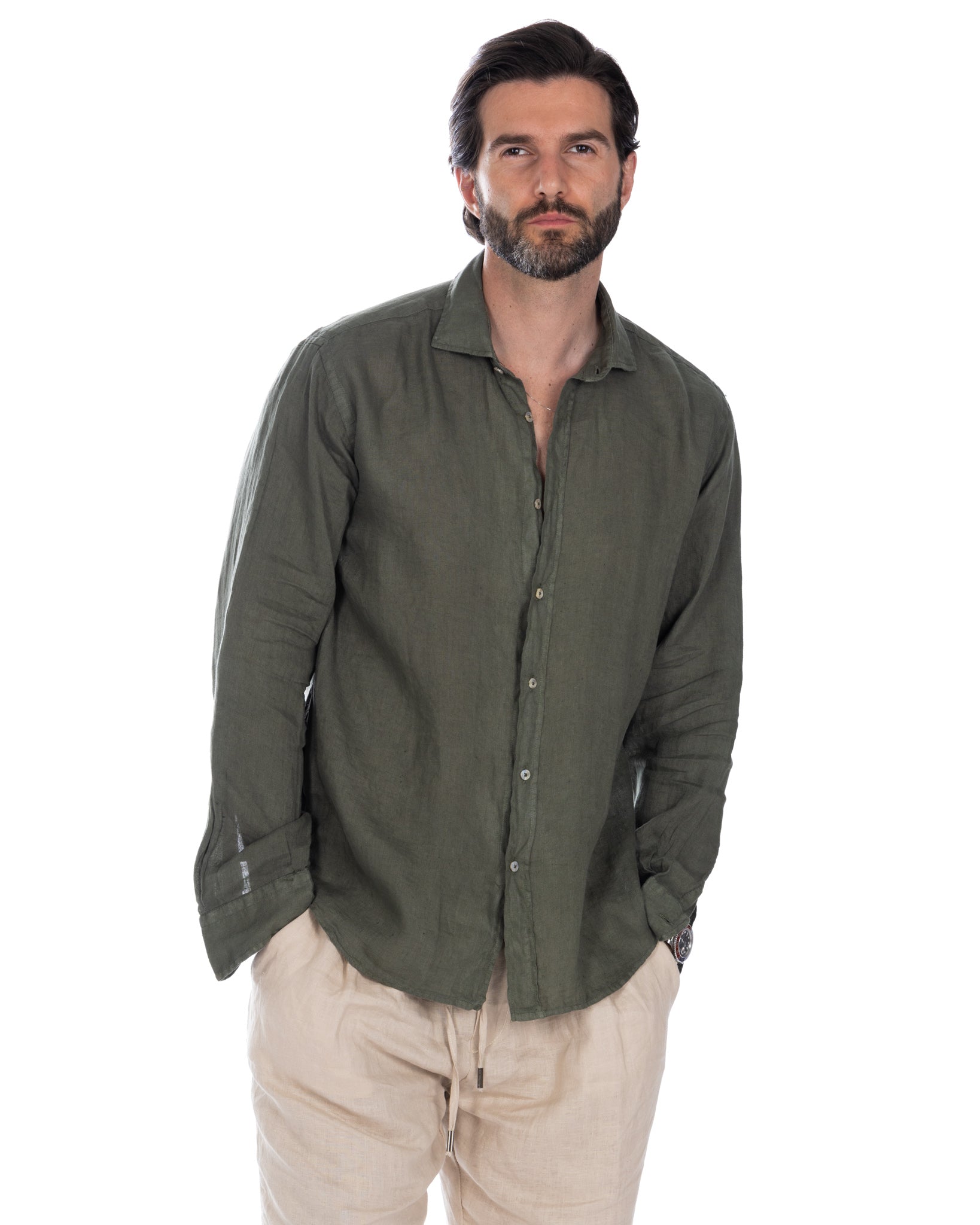 Montecarlo - shirt in pure military linen