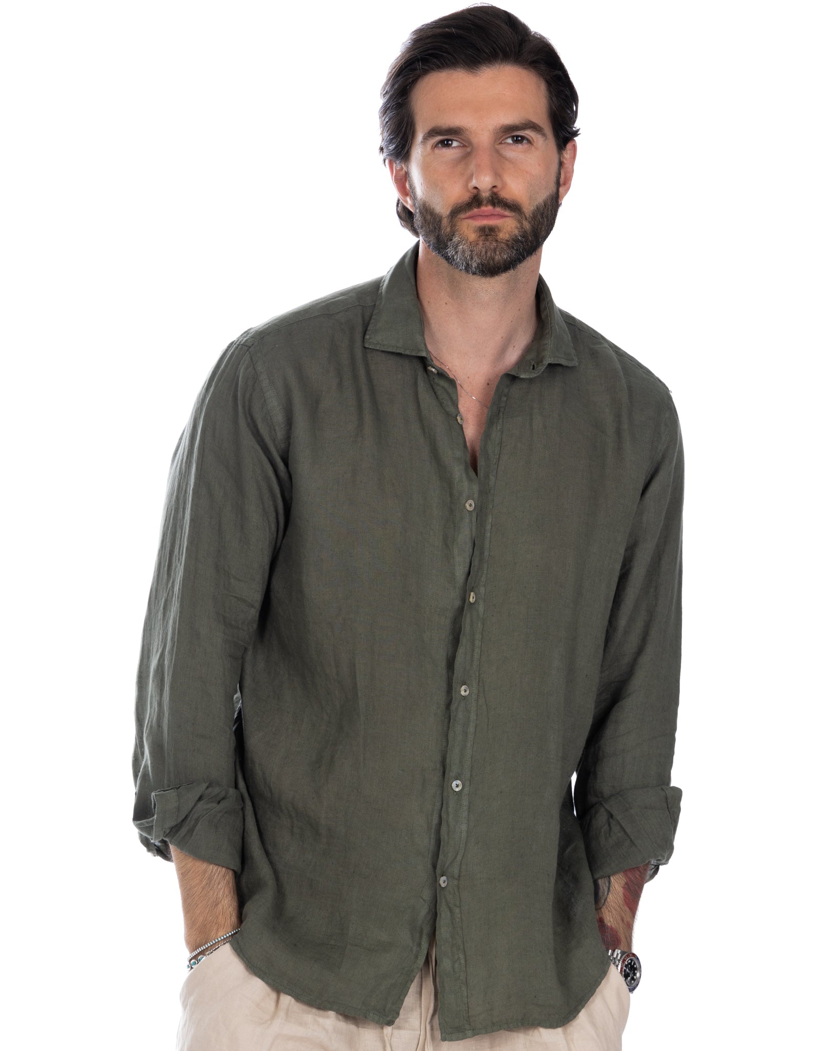 Montecarlo - chemise en pur lin militaire