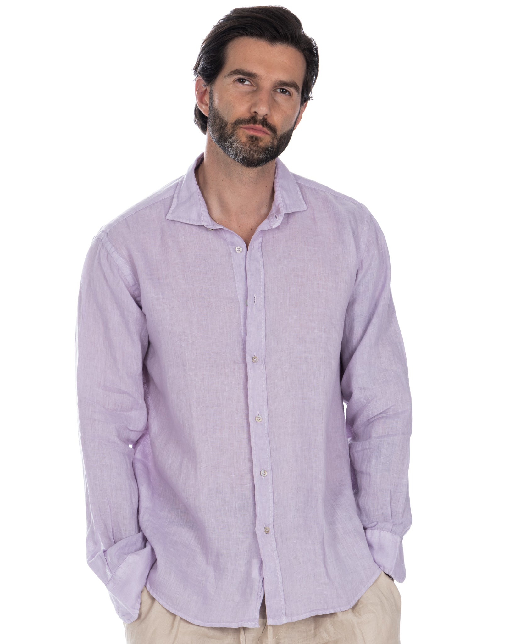 Montecarlo - lilac pure linen shirt