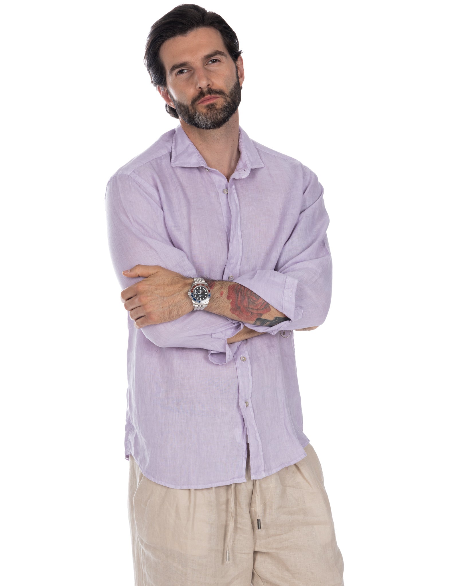 Montecarlo - lilac pure linen shirt