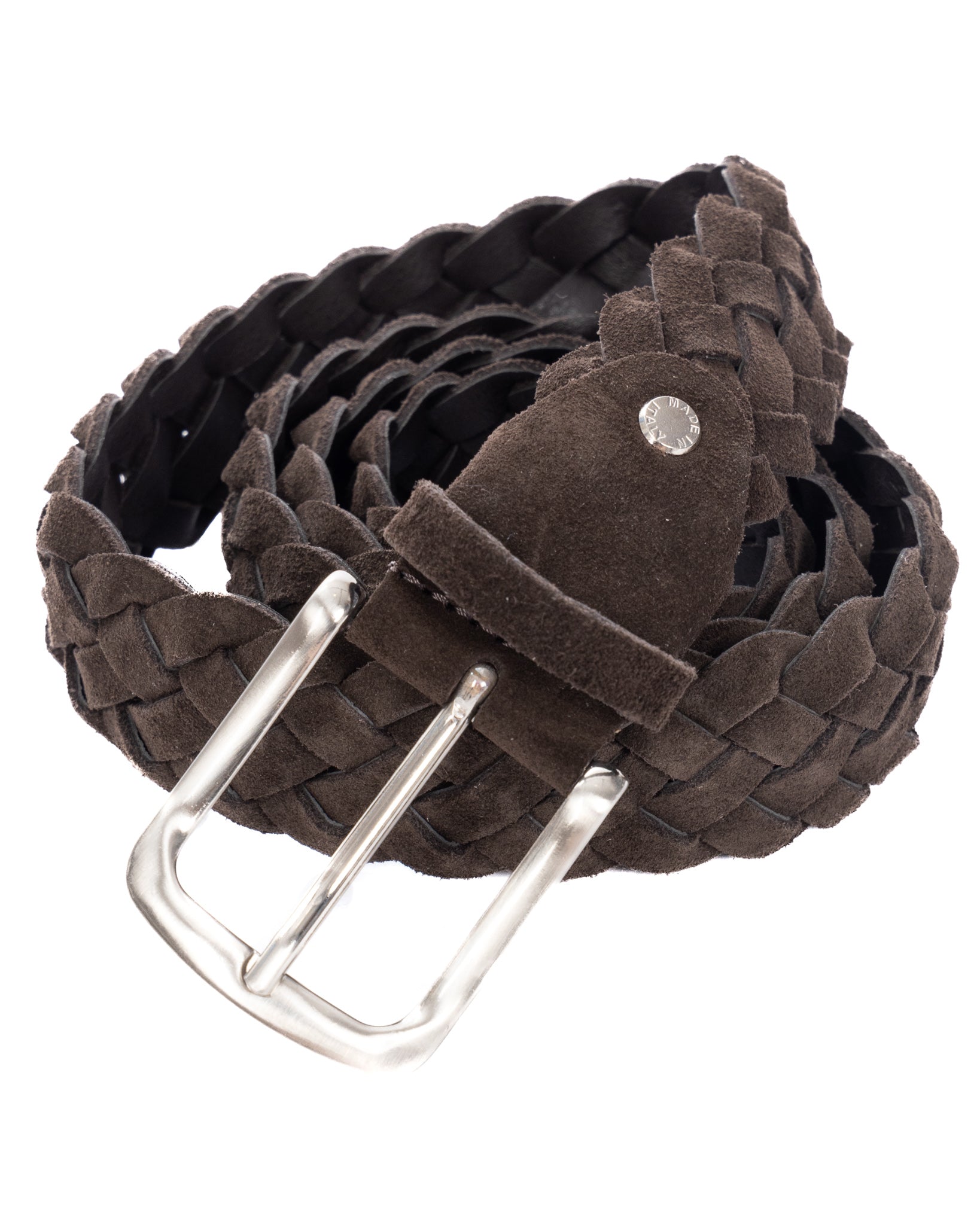 Chianti - ceinture en daim marron foncé à tissage large