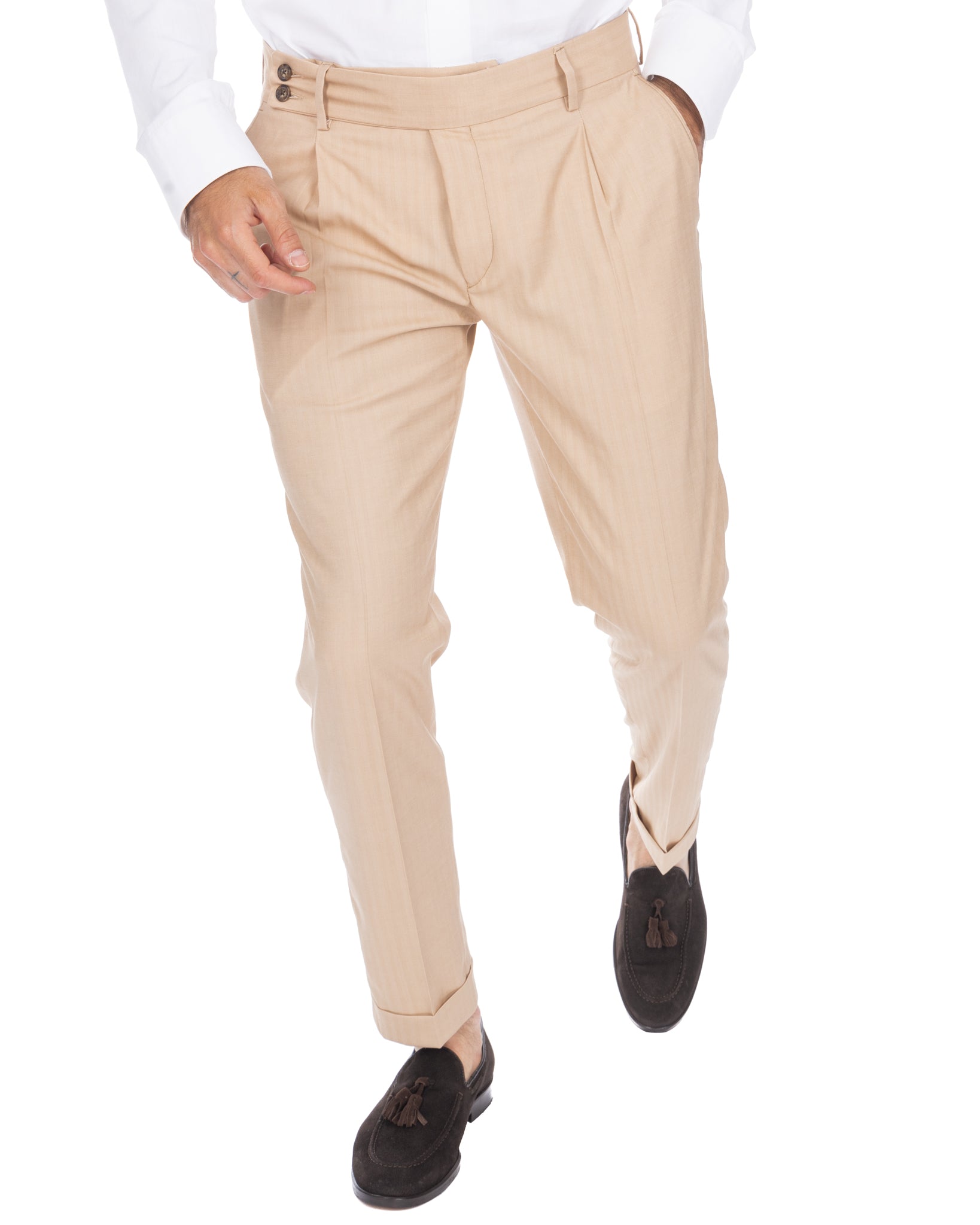 Colonia - pantalone vita alta solaro beige