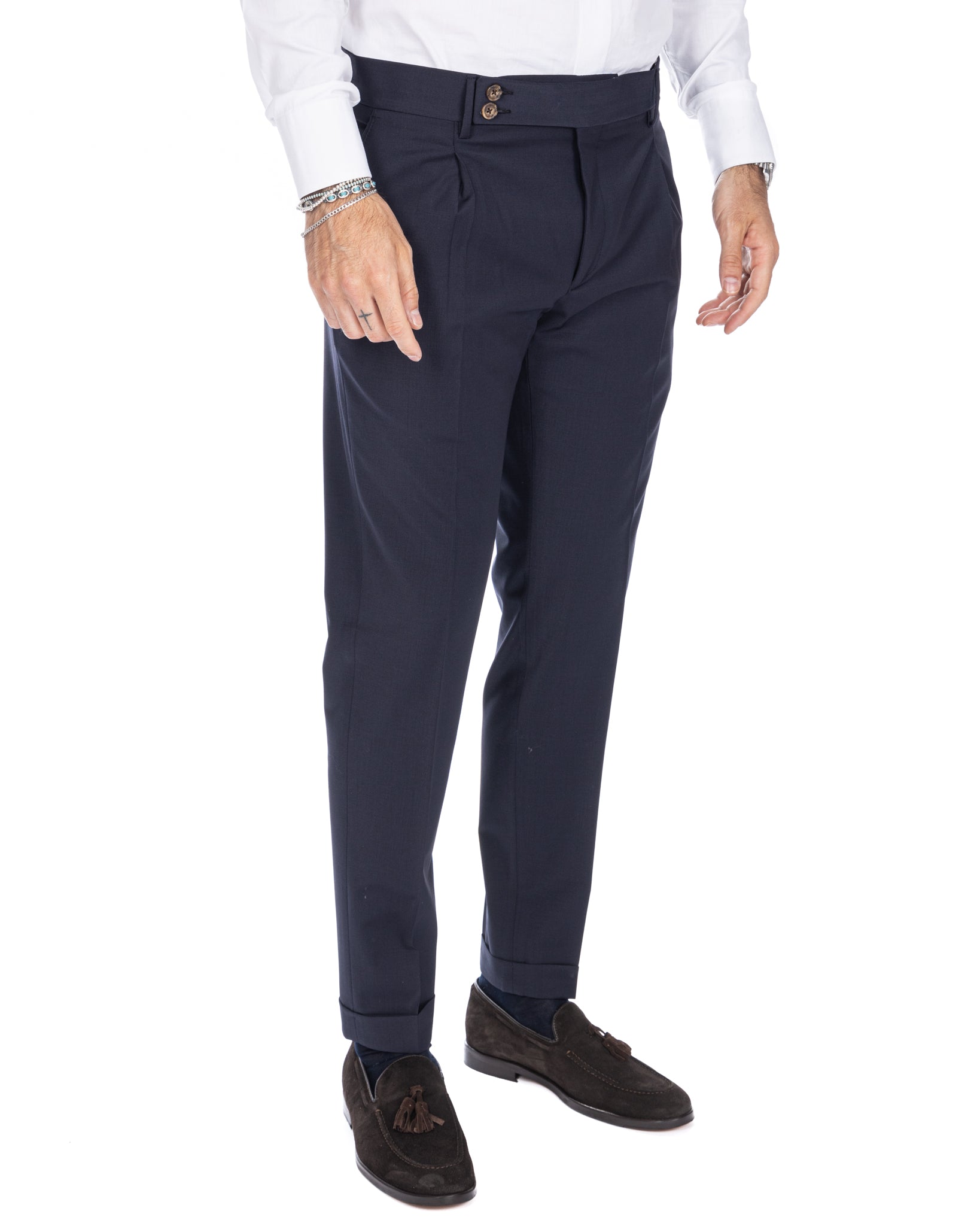 Queens - blue wool trousers