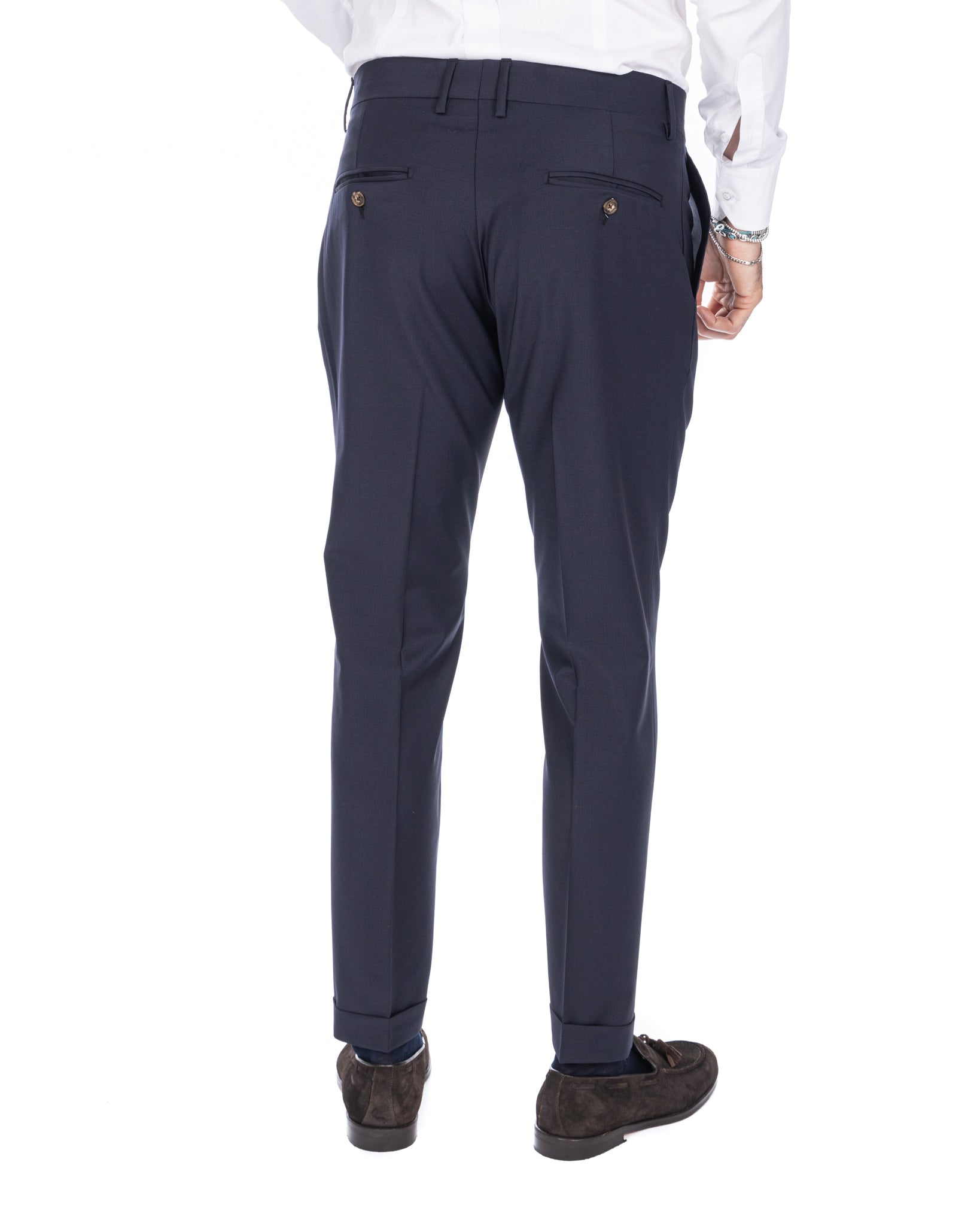 Queens - blue wool trousers