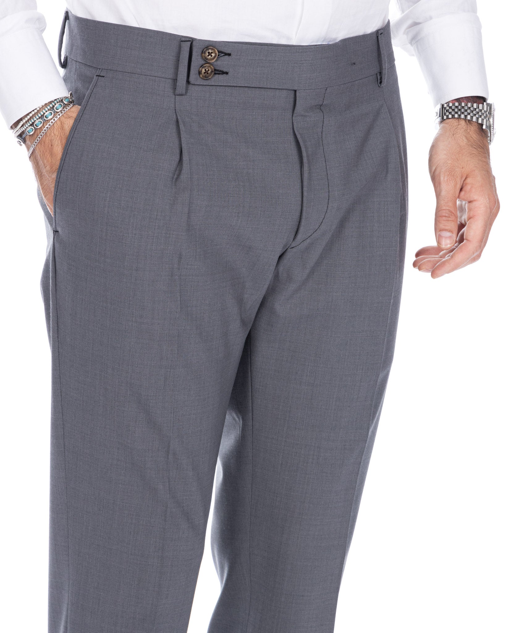 Queens - pantalone grigio in lana