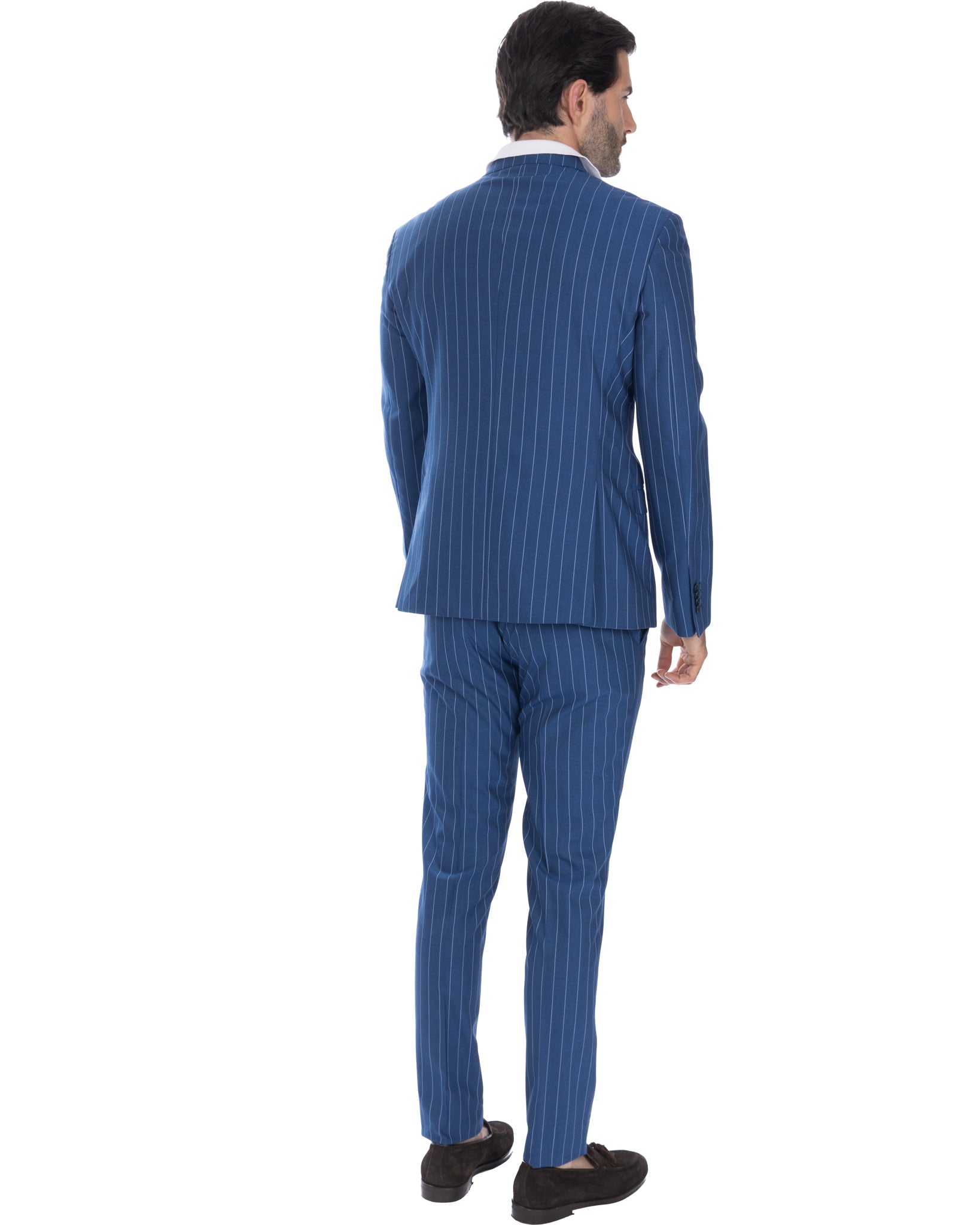 Vienna - cornflower blue striped double-breasted suit