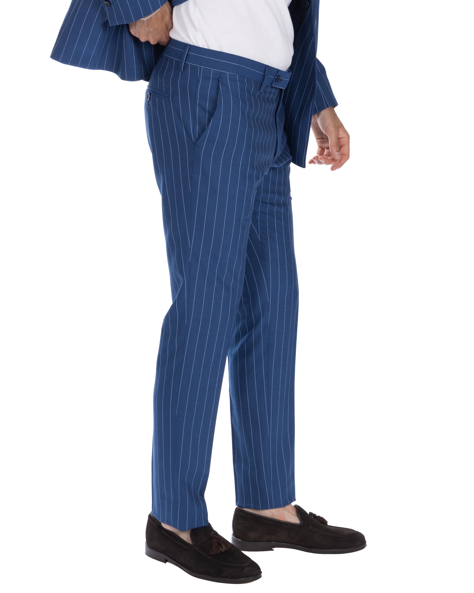 Vienna - cornflower blue striped double-breasted suit