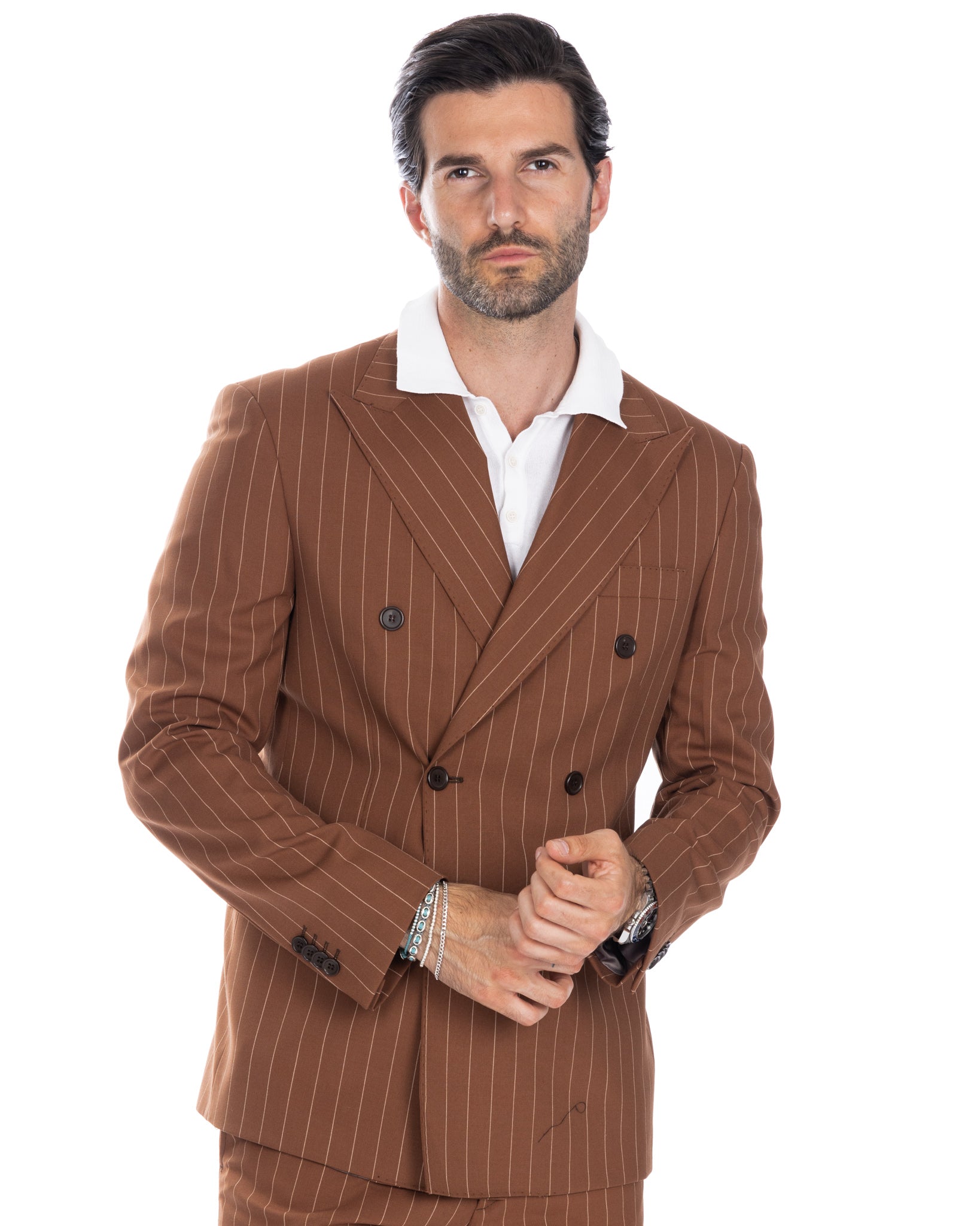 Vienna - brown striped double-breasted suit