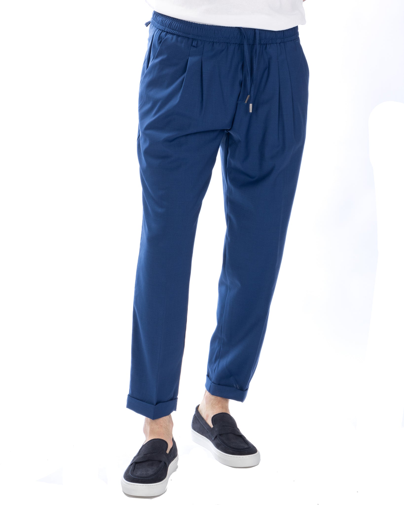 Larry - blue wool blend trousers