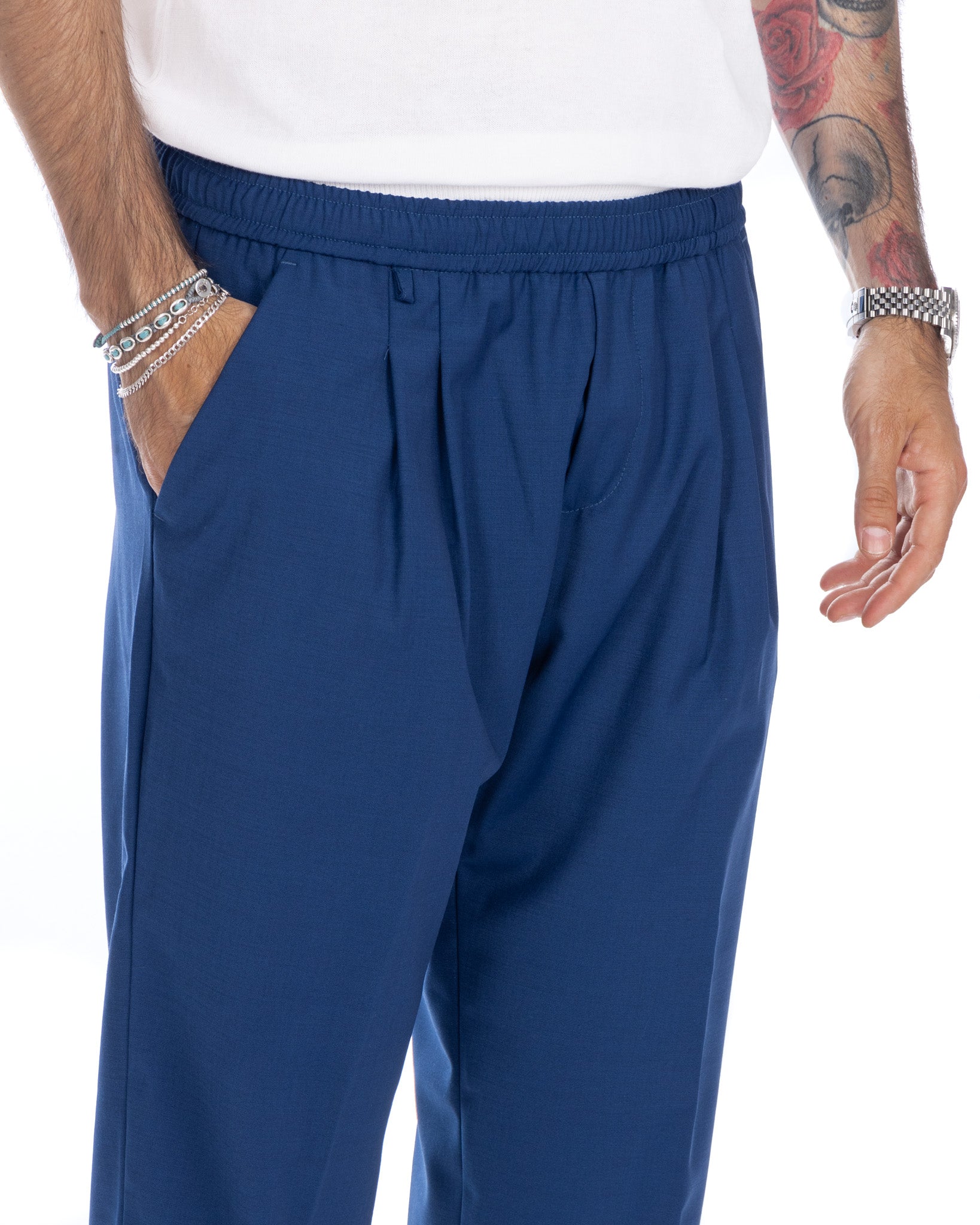 Larry - blue wool blend trousers