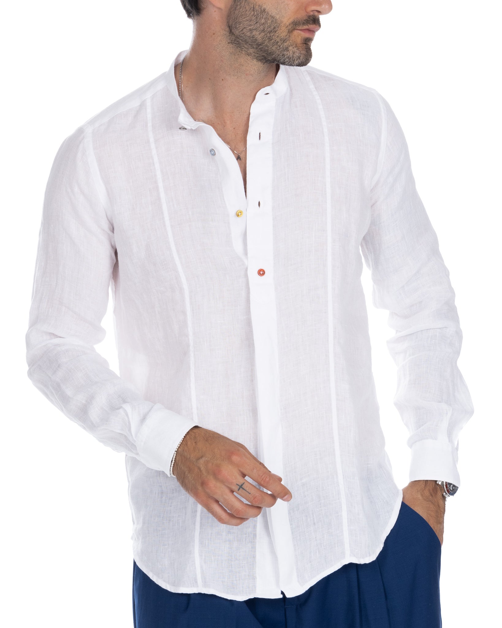 Cannes - camicia serafina in puro lino bianco