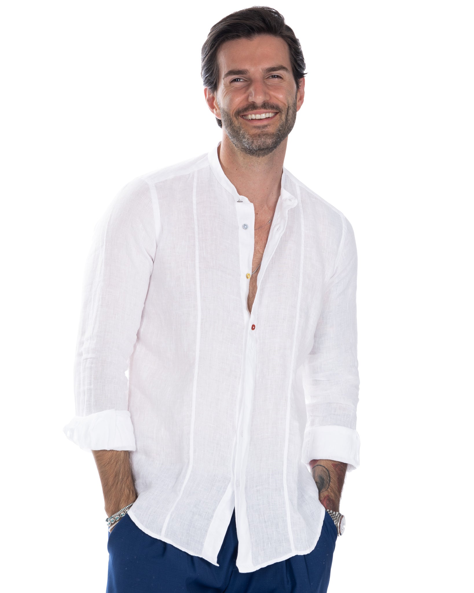 Cannes - camicia serafina in puro lino bianco