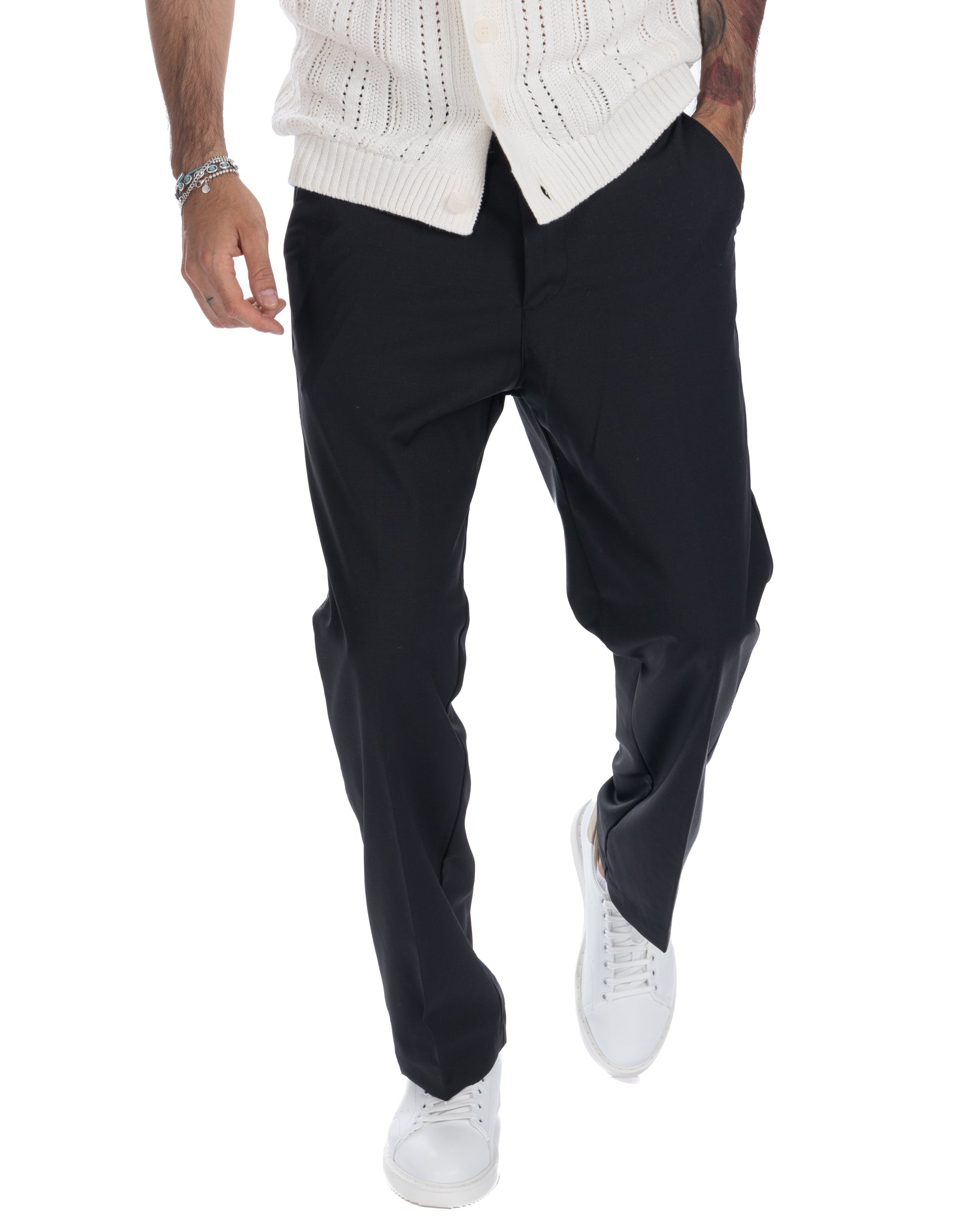 Jacob - black wide trousers in wool blend