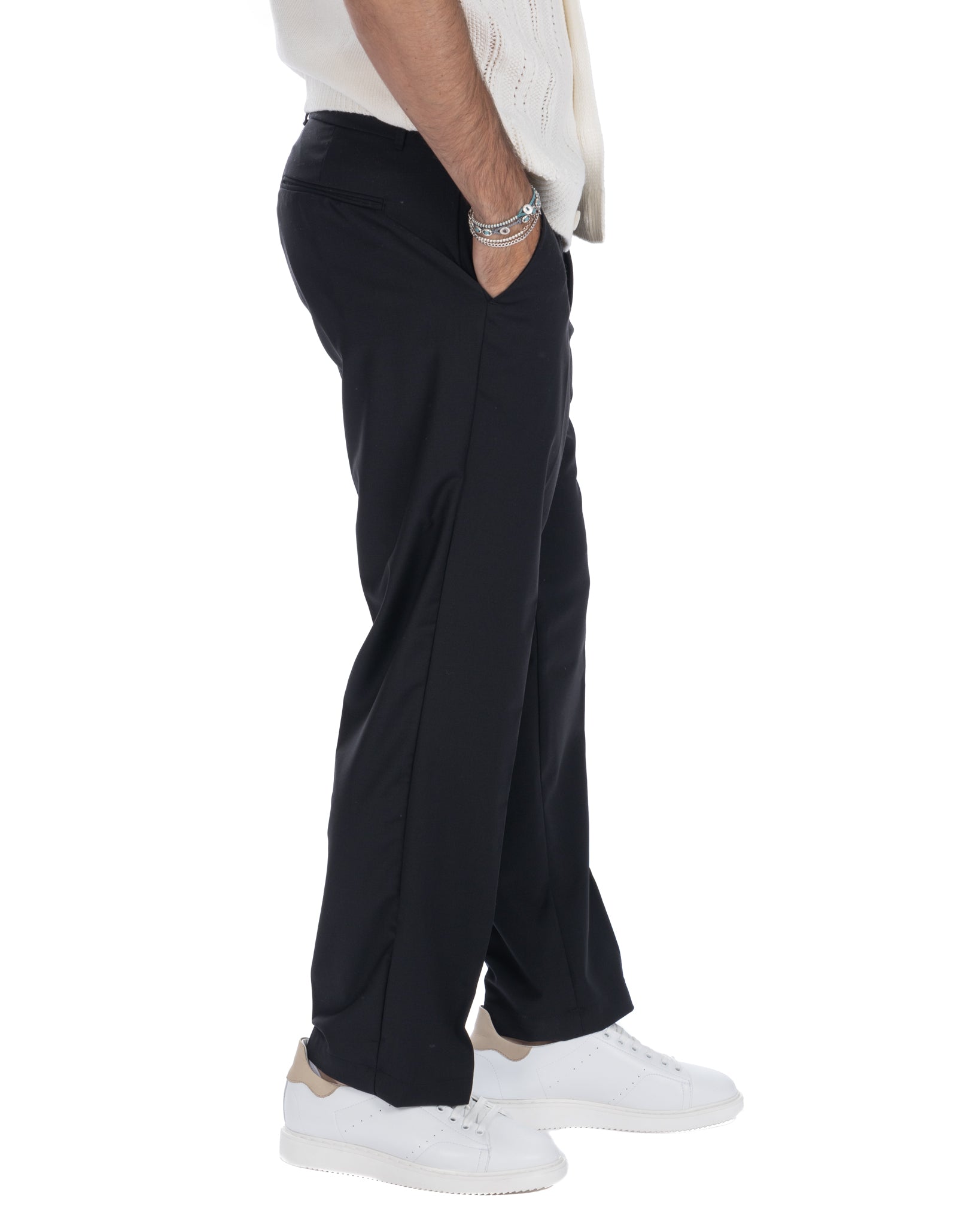 Jacob - black wide trousers in wool blend