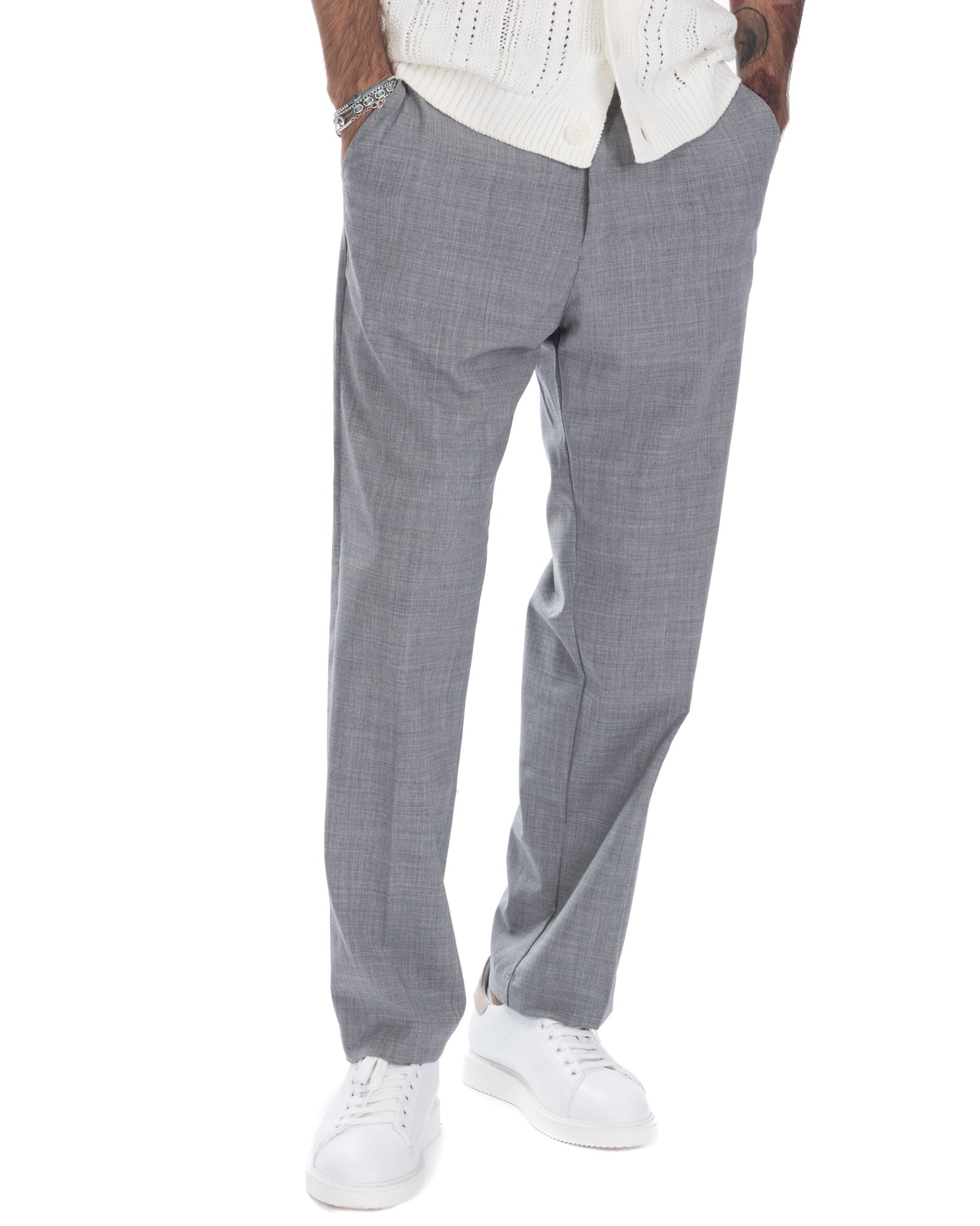 Jacob - wide gray wool blend trousers