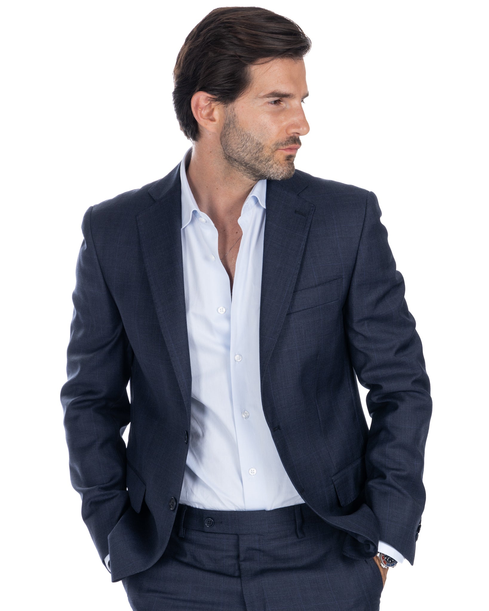 Single-breasted blue square suit - Reda