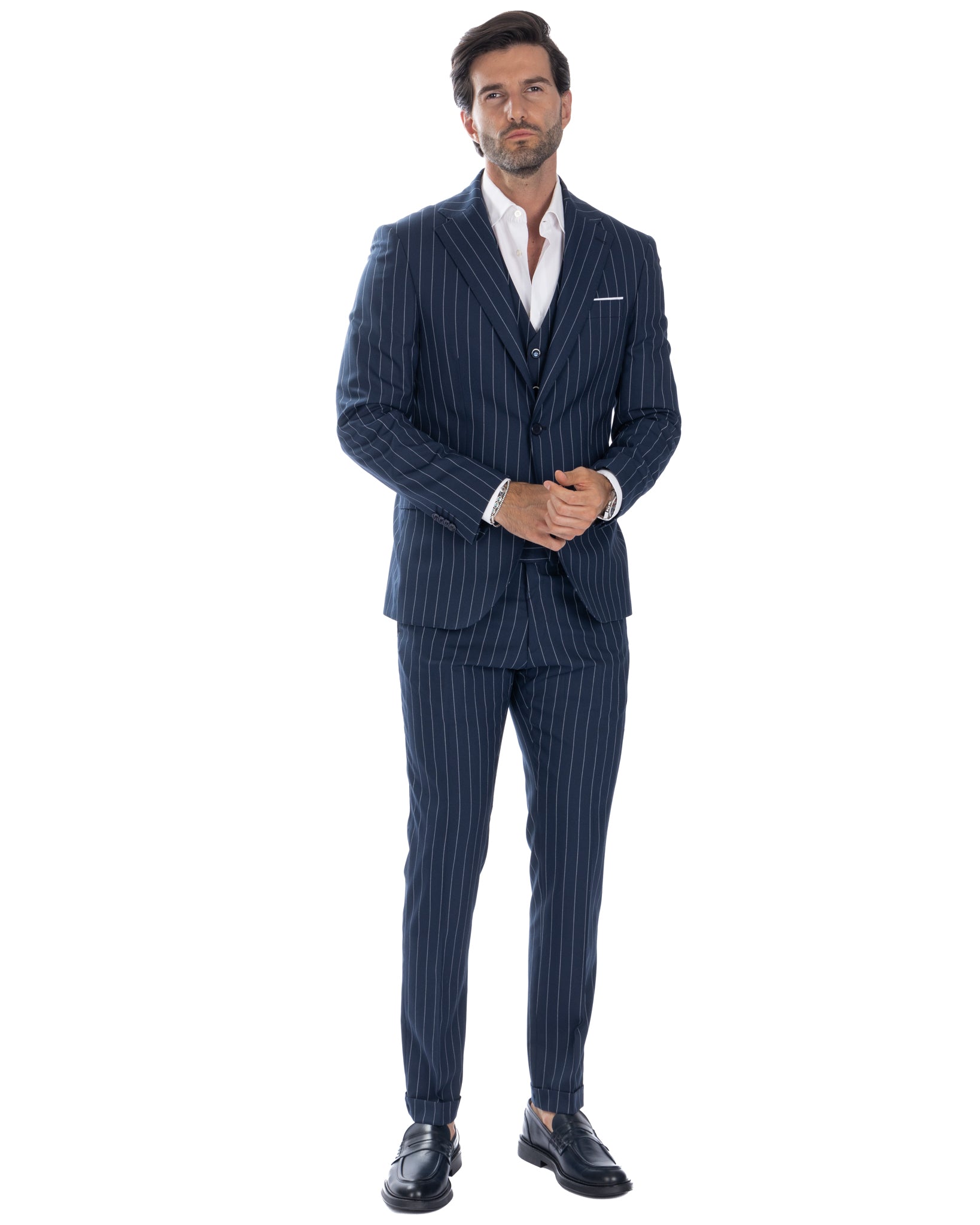 Lille - blue pinstripe single-breasted suit