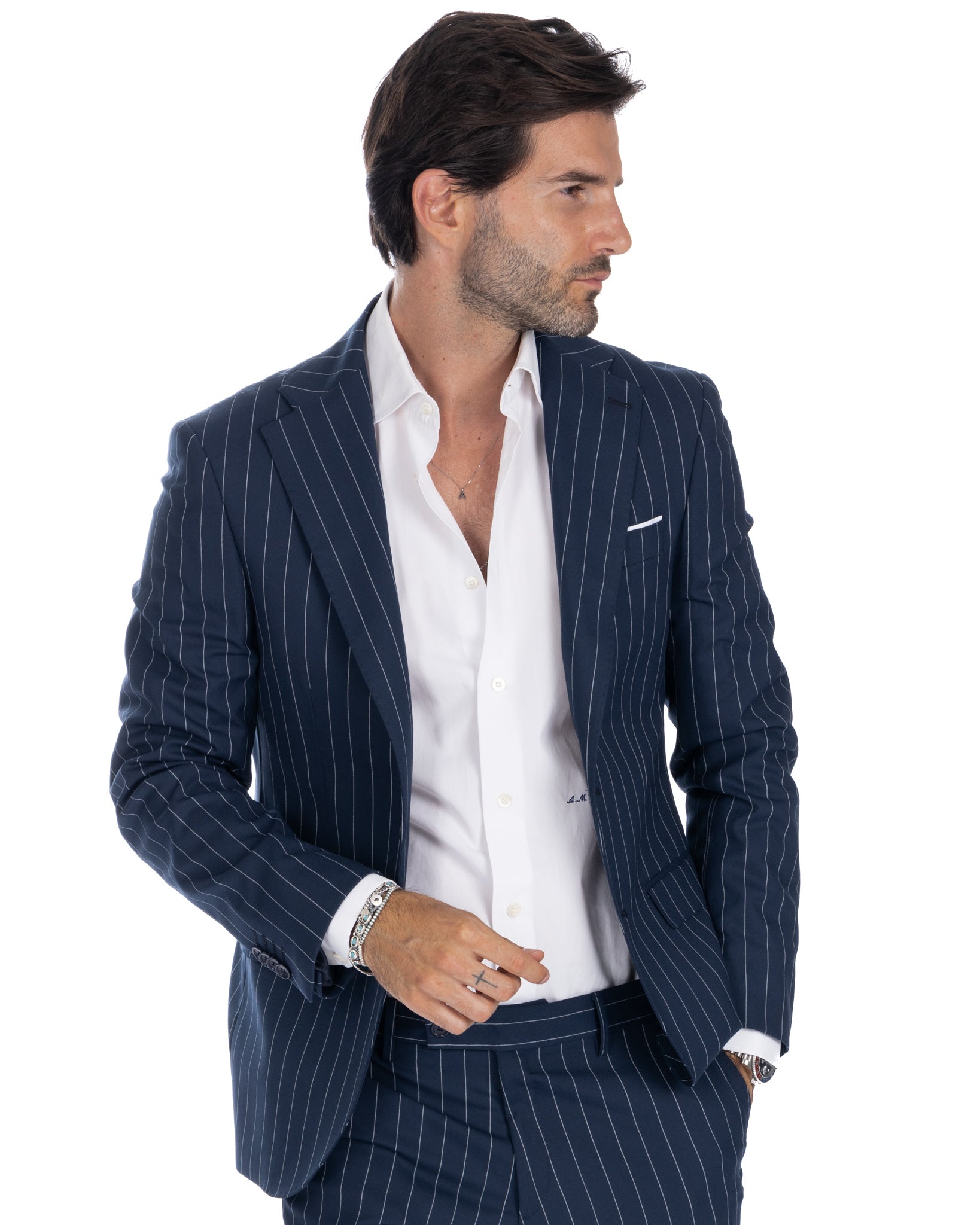 Lille - blue pinstripe single-breasted suit