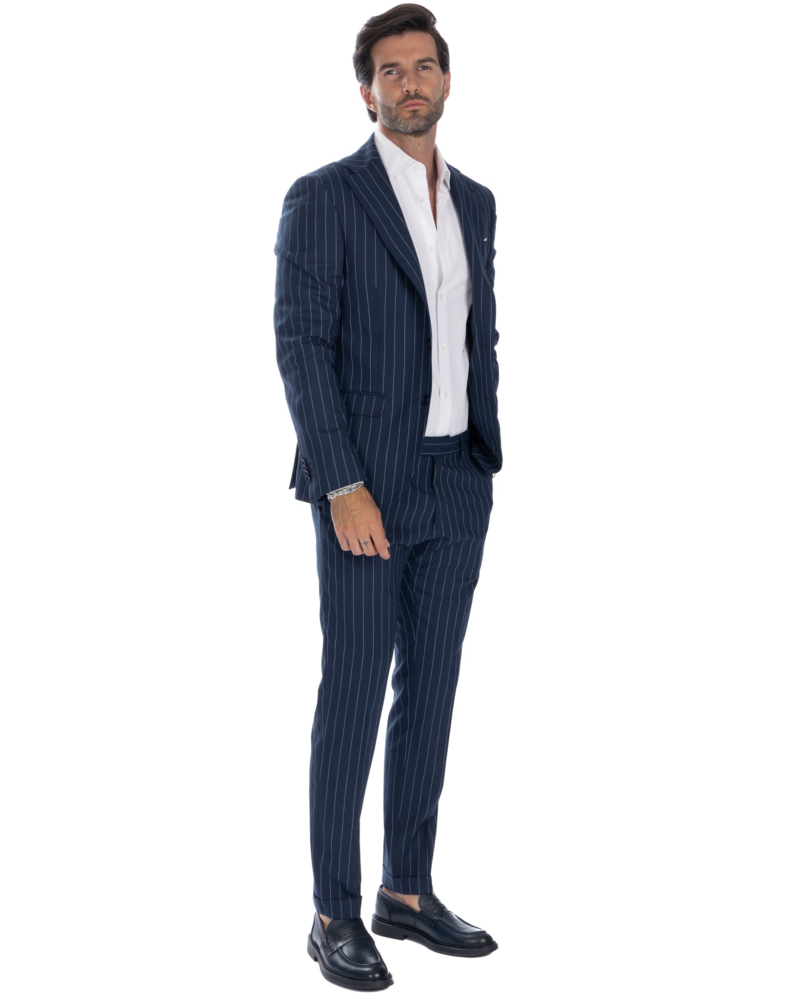 Lille - blue pinstripe single-breasted suit