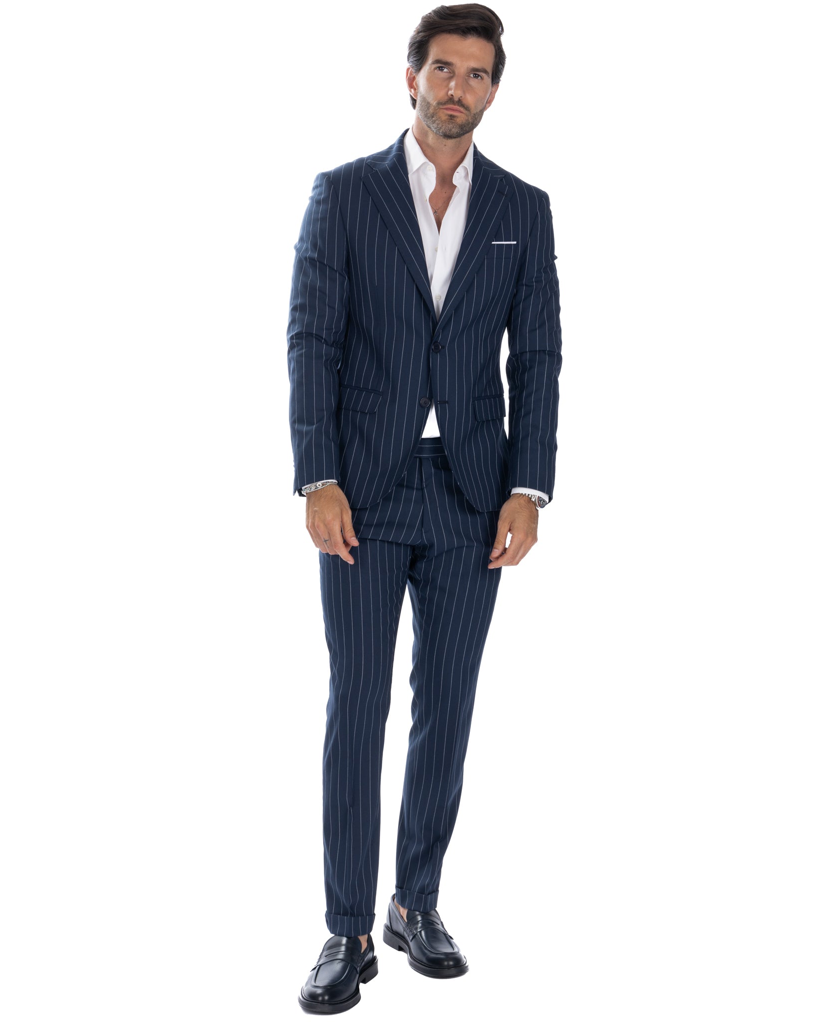 Lille - blue pinstripe single-breasted suit