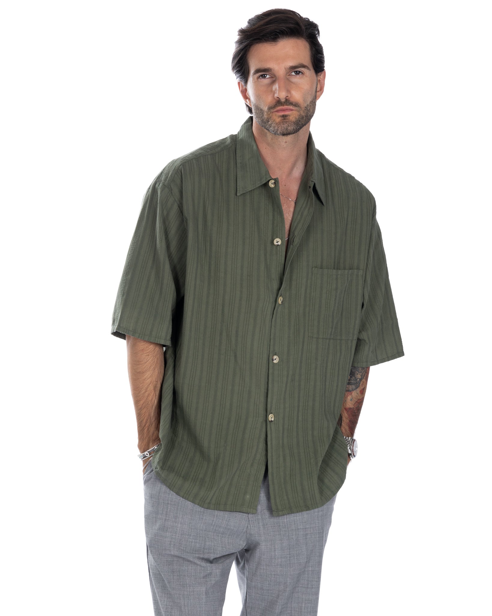 Martinica - camicia in pizzo oversize militare