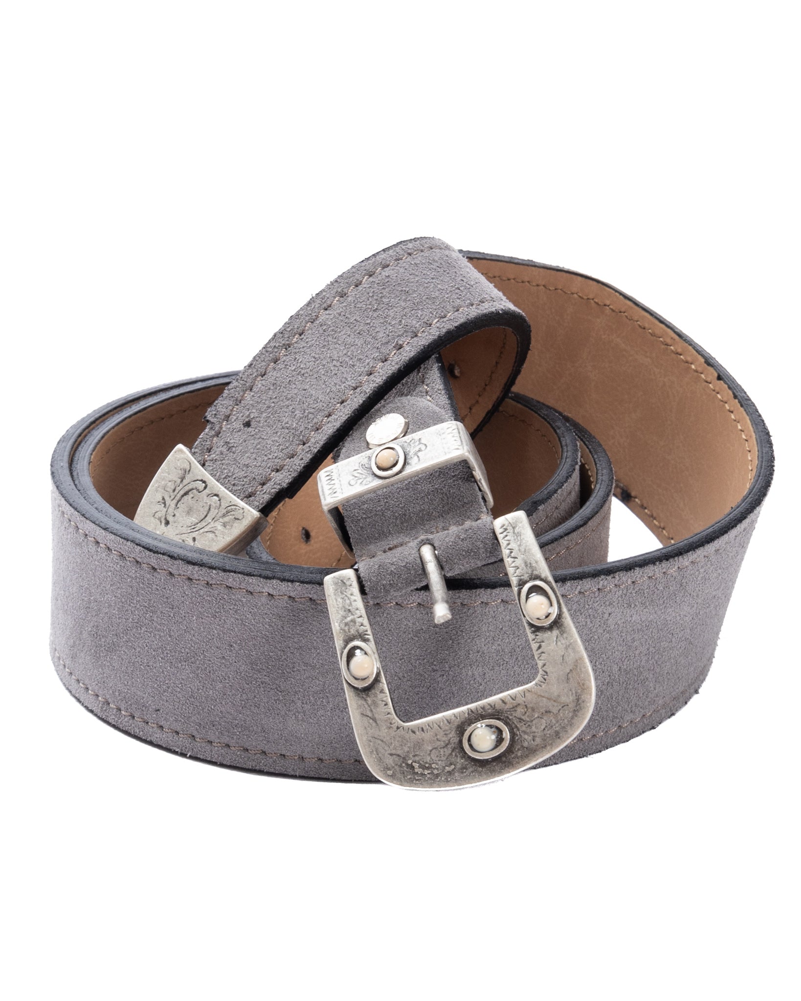 Quirico - grey suede jewel belt