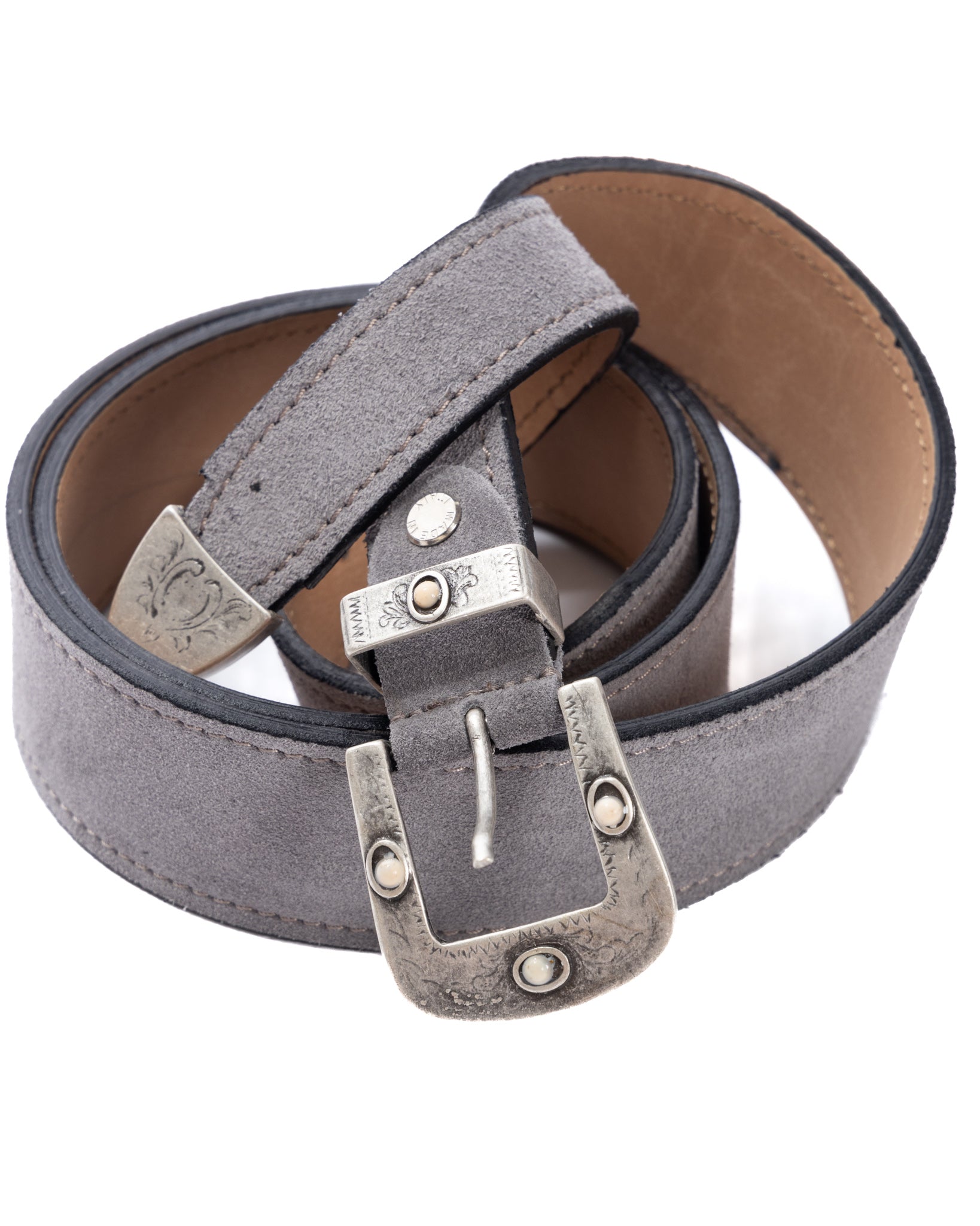 Quirico - grey suede jewel belt