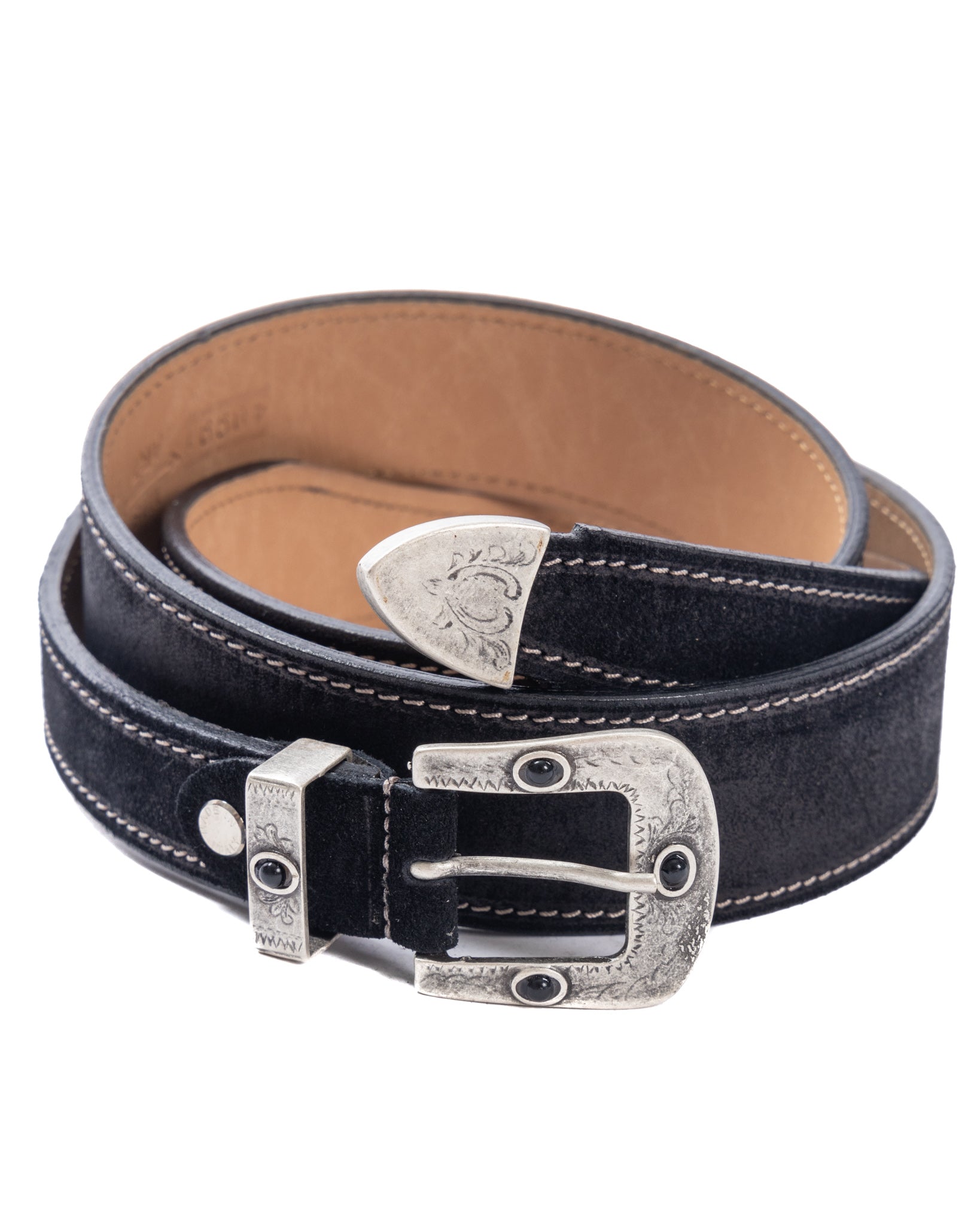 Quirico - black suede jewel belt