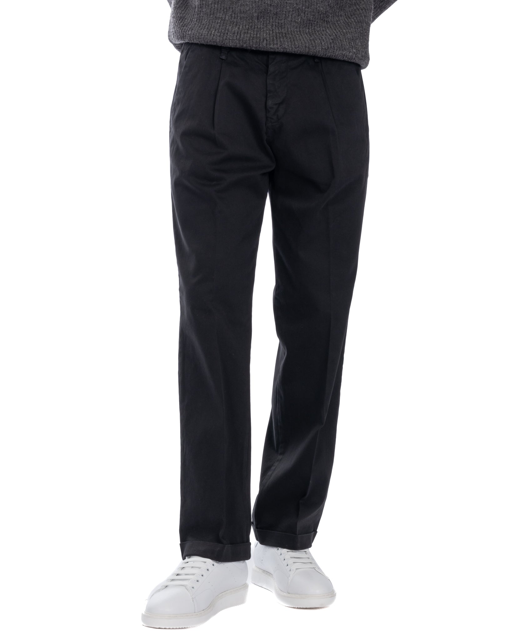 Sean - pantalone in cotone largo nero