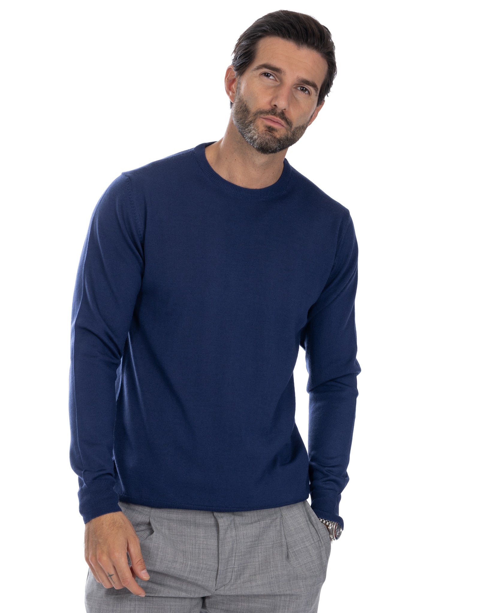 Furore - maglione in lana merino denim