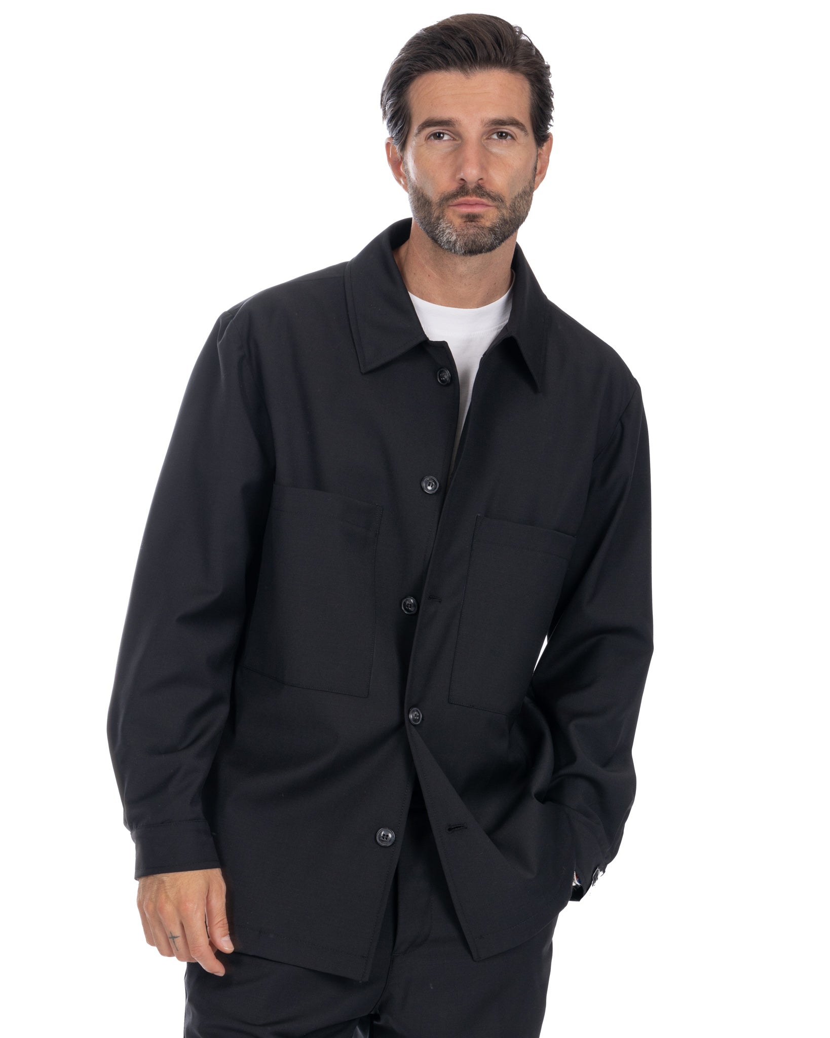 Donald - oversized black wool blend jacket