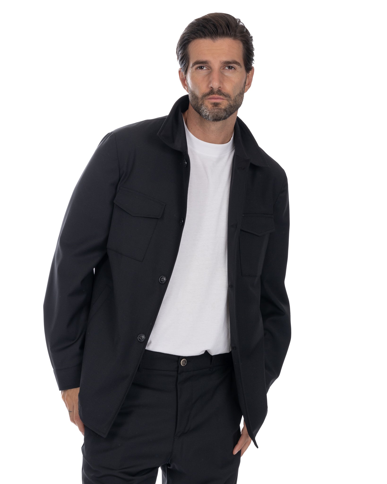 Steven - black wool blend jacket