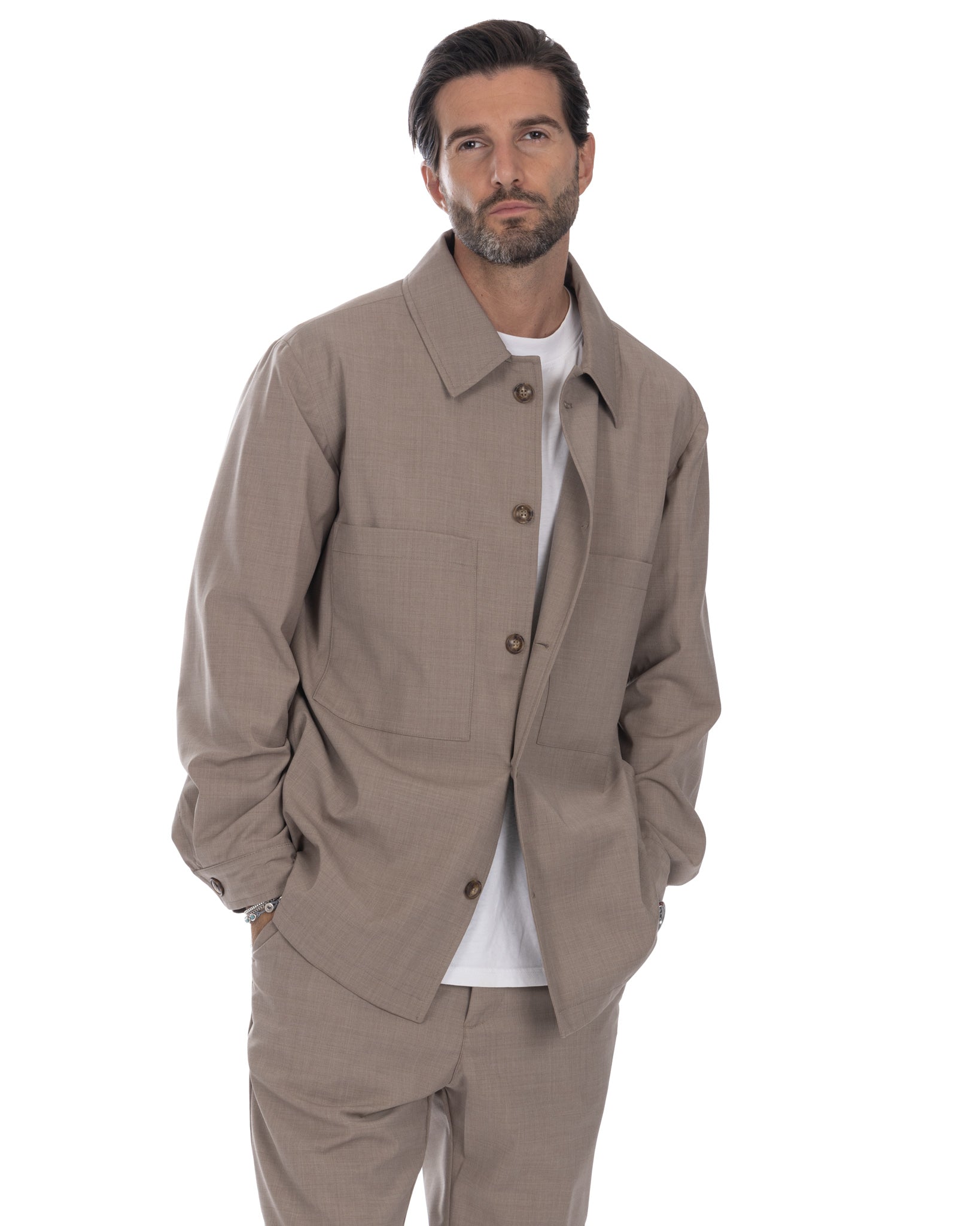 Donald - camel oversized jacket in wool blend