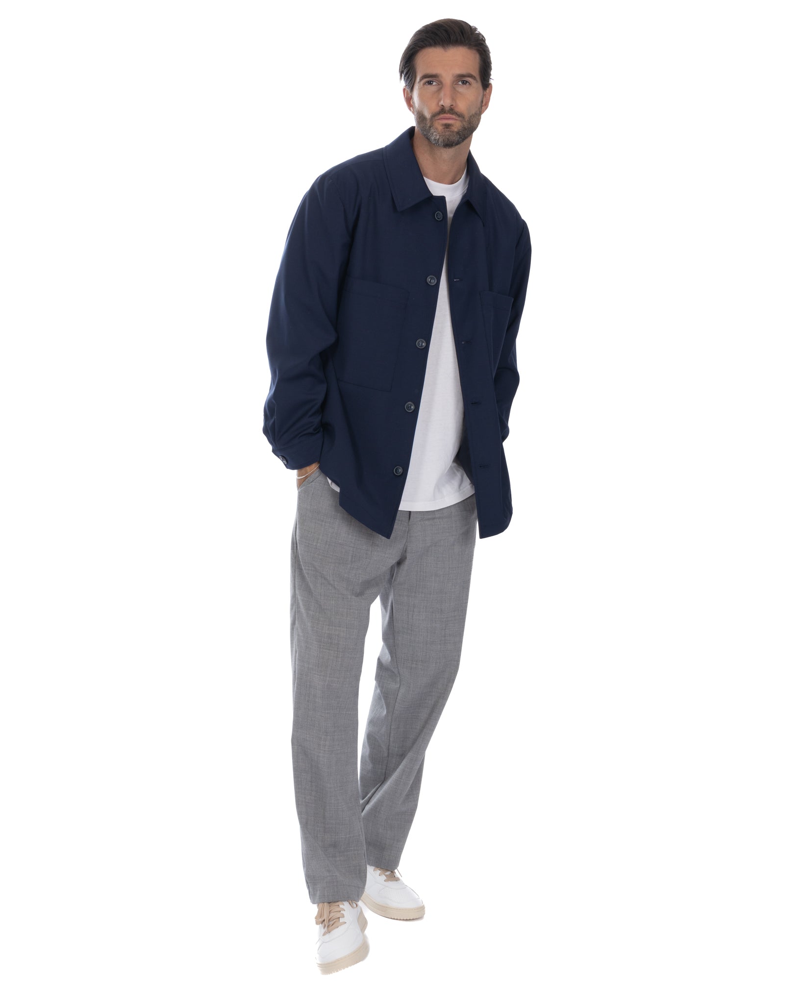 Donald - blue oversized jacket in wool blend