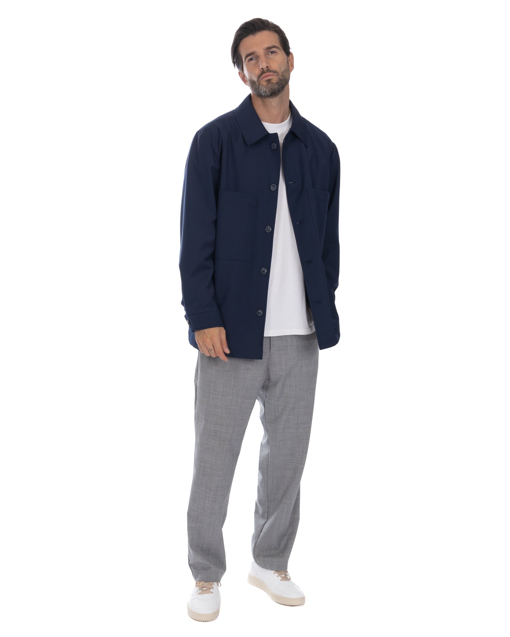 Donald - blue oversized jacket in wool blend