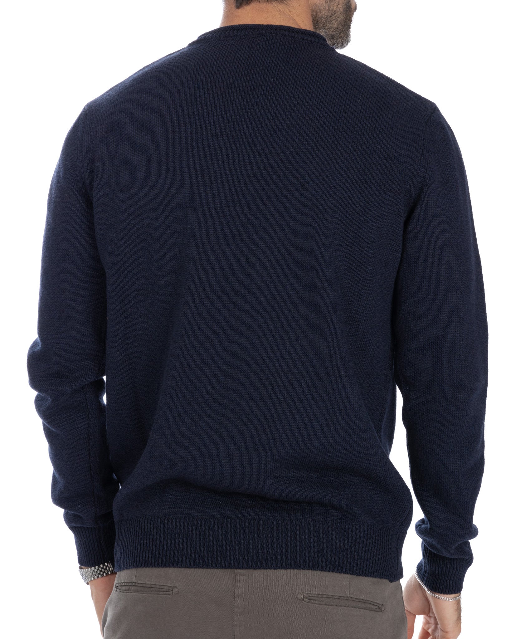 Adak - pull col rond bleu