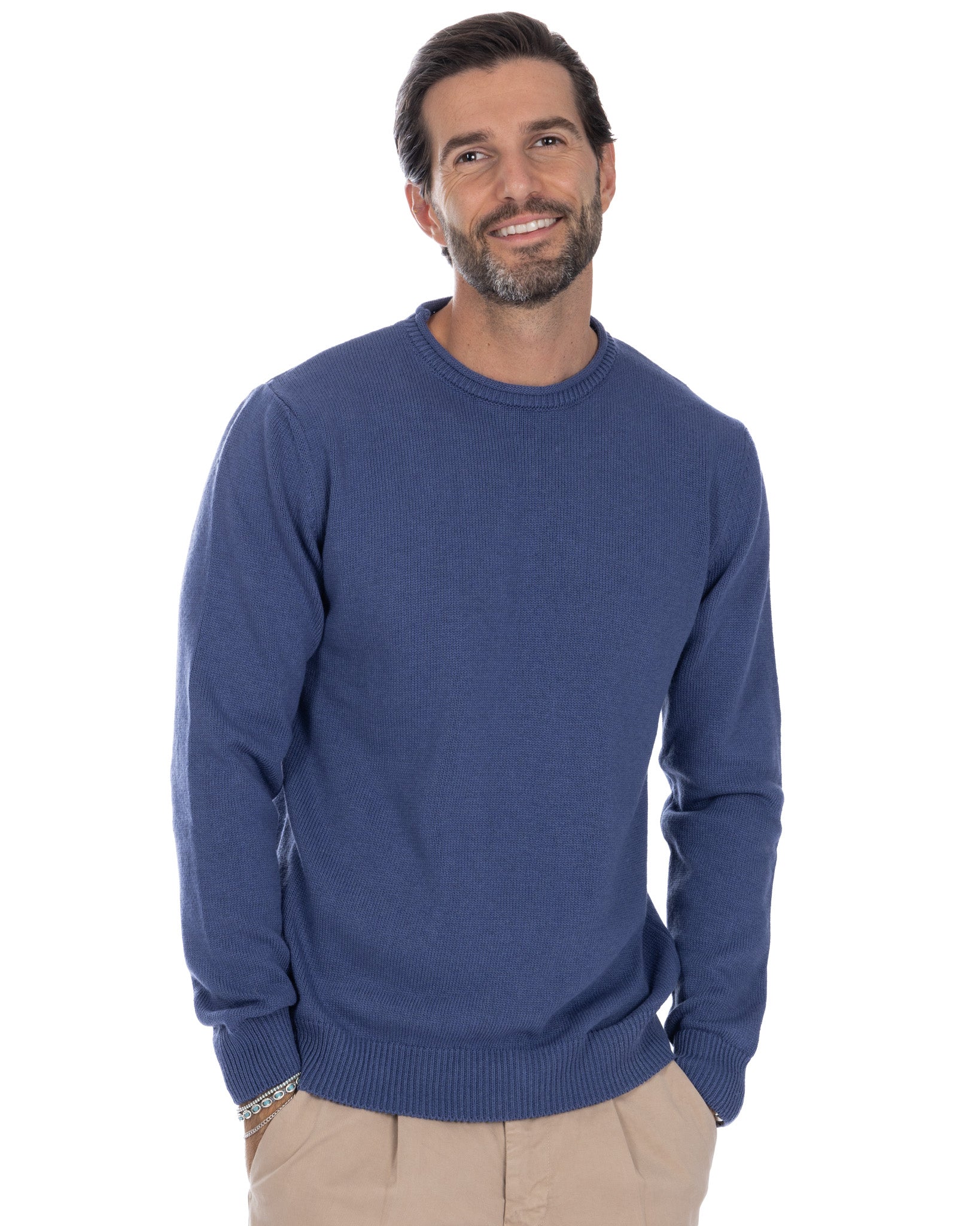 Adak - pull col rond bleu clair