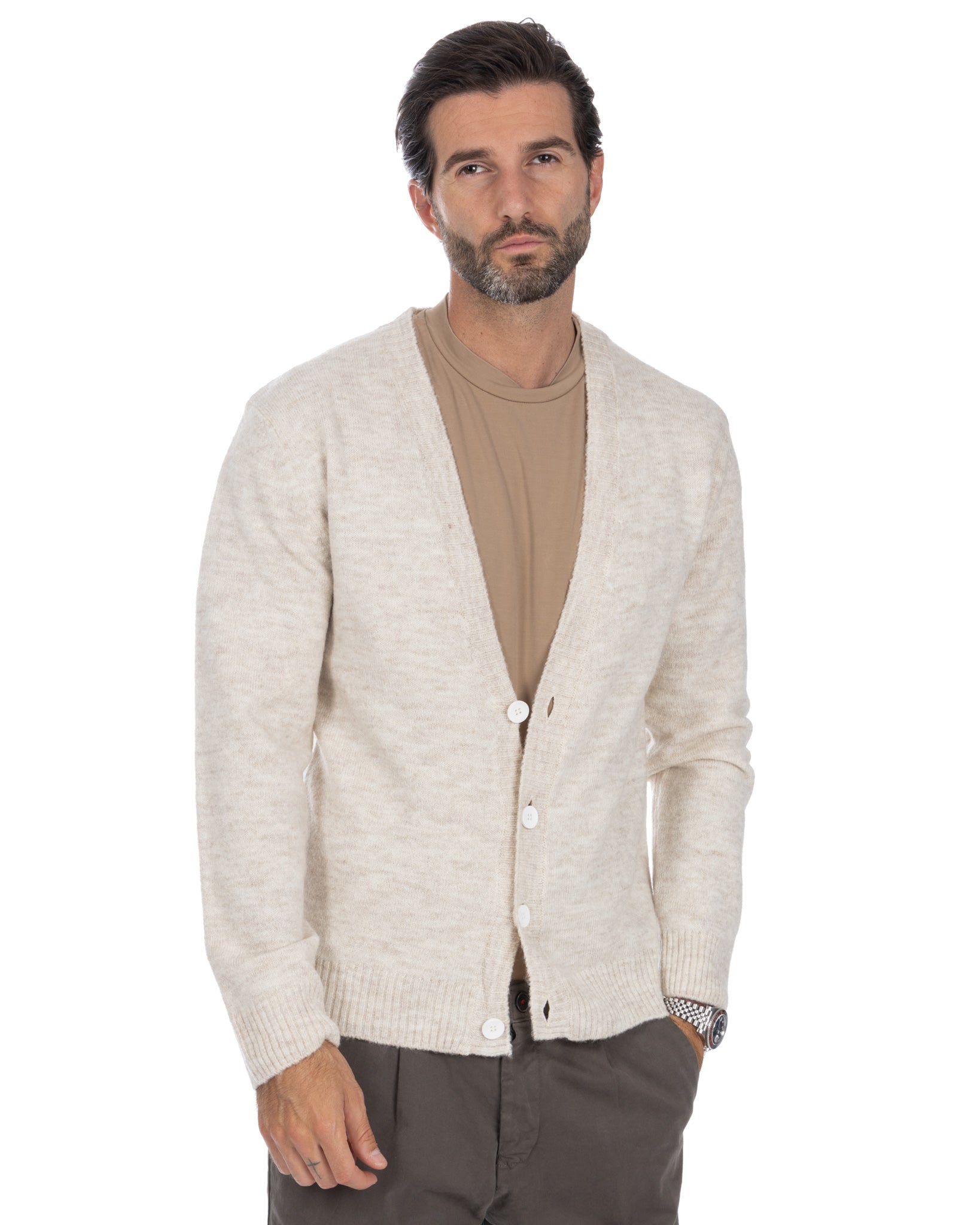 Ryan - cardigan spalla scesa beige