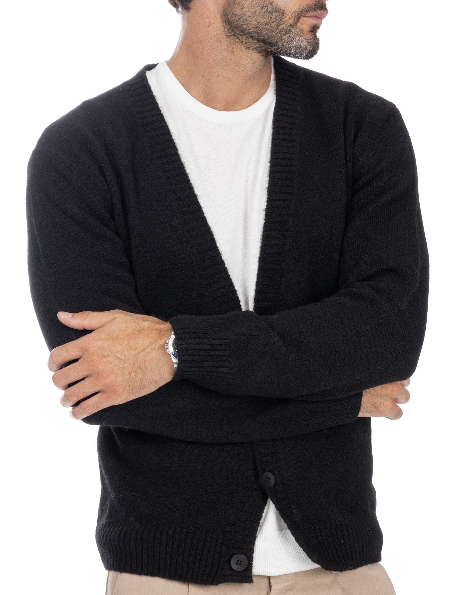 Ryan - black dropped shoulder cardigan