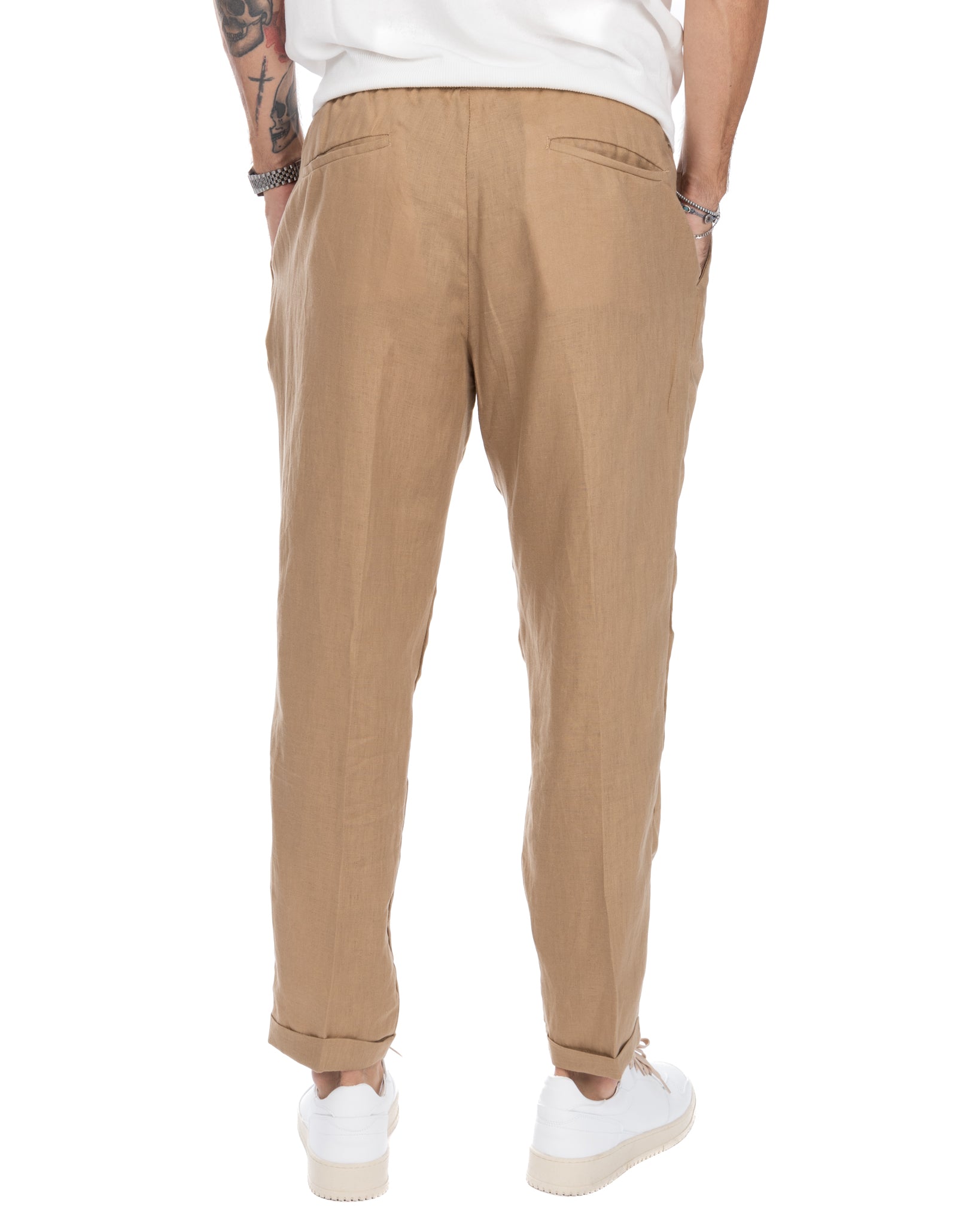 Colin - beige pure linen trousers