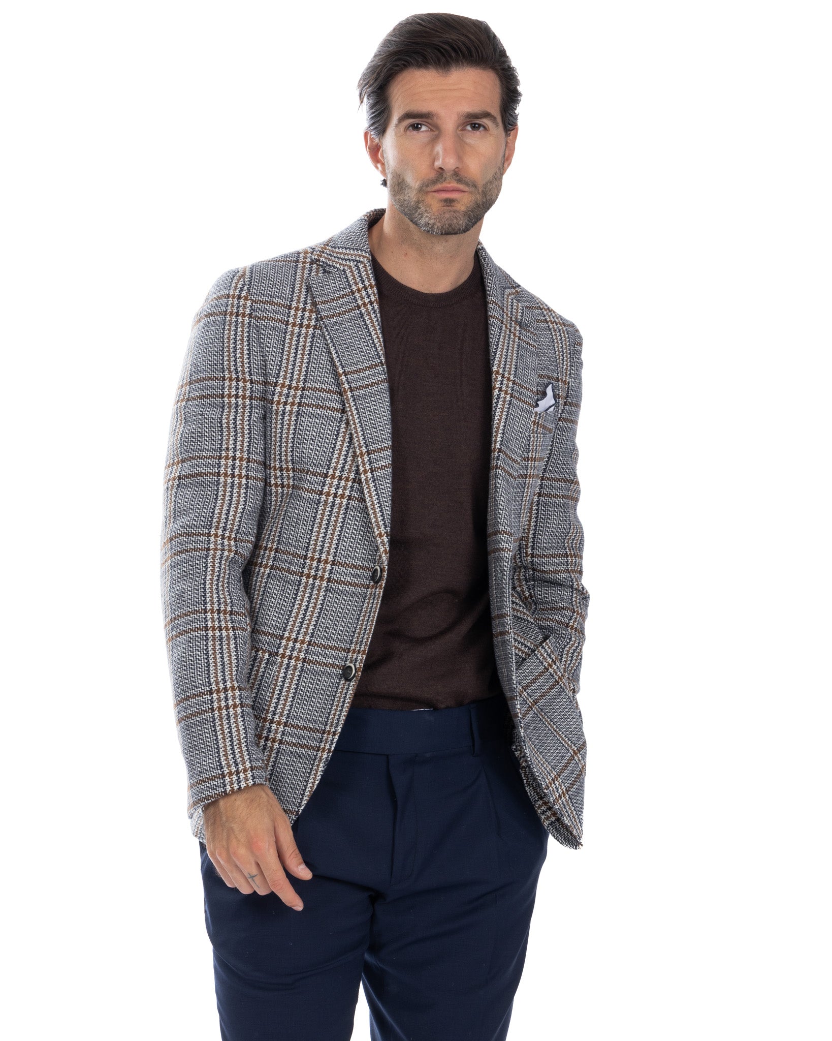 Dean - blue square single-breasted jacket