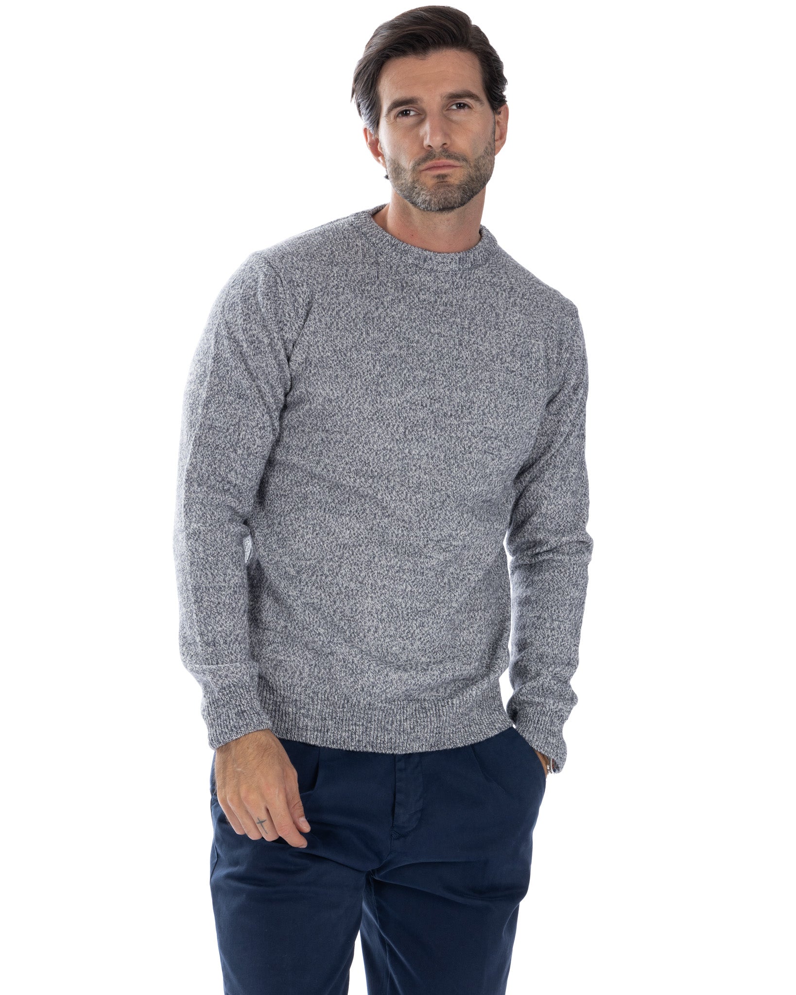 Willie - pull col rond bouclé gris