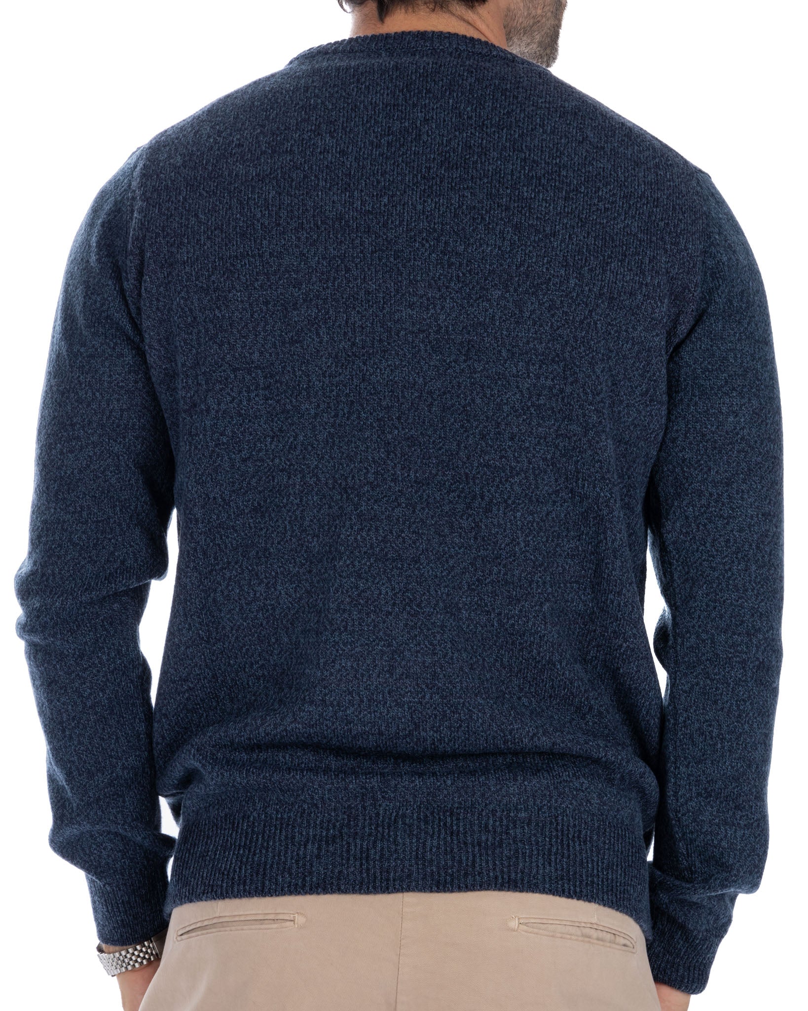 Willie - blue bouclé crew neck sweater