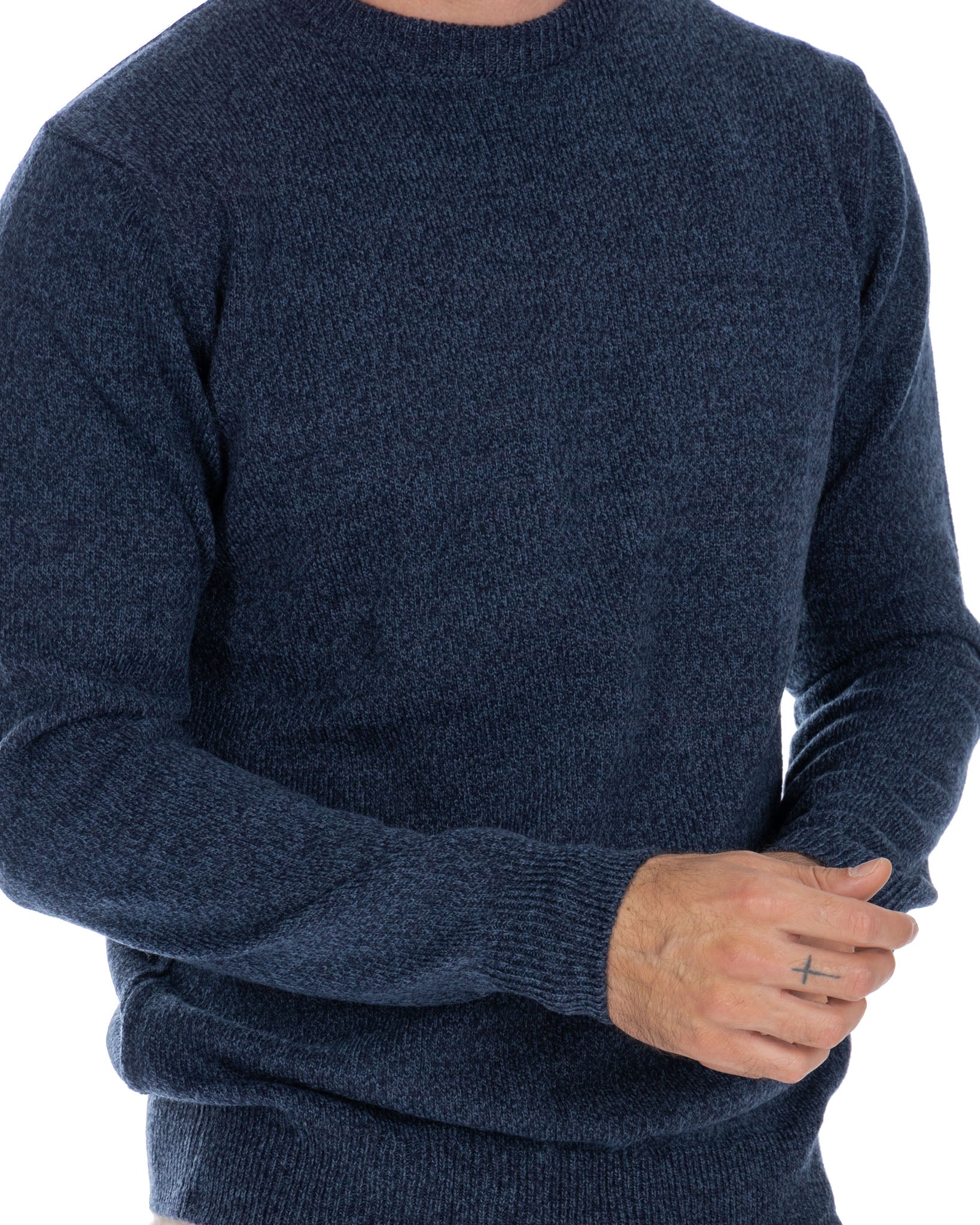 Willie - blue bouclé crew neck sweater