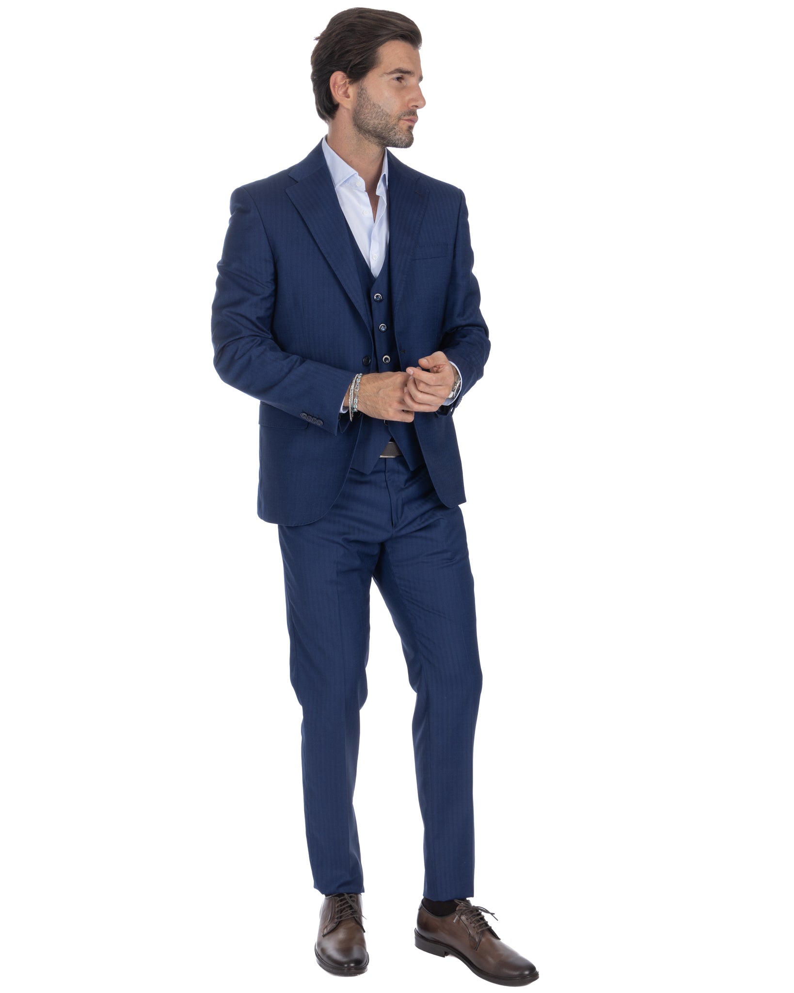 Lyon - blue solaro single-breasted waistcoat