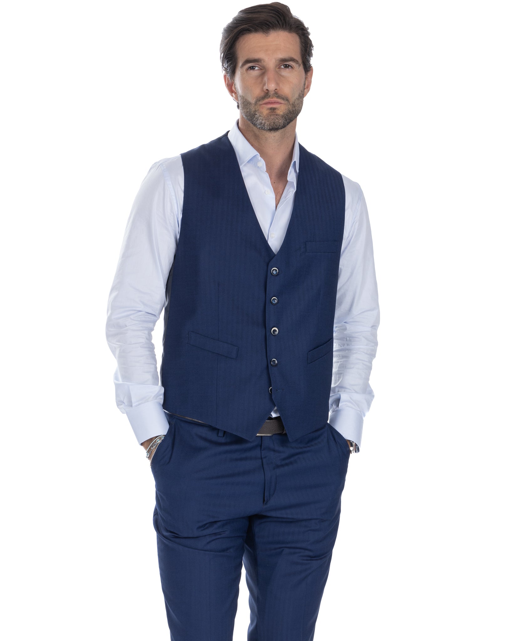 Lyon - blue solaro single-breasted waistcoat