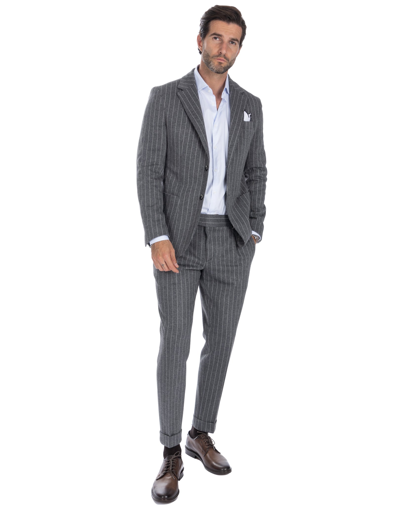 Raphael - gray pinstripe double-breasted jacket